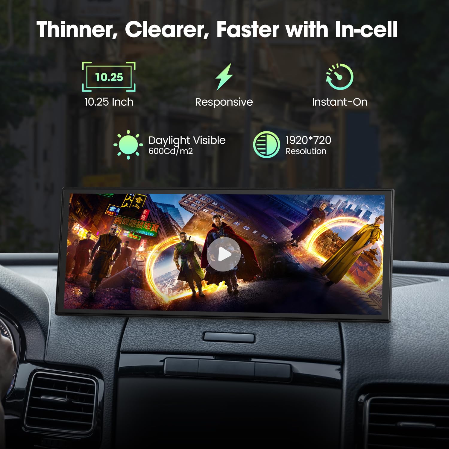 LAMTTO Écran CarPlay Voiture 10.25 Pouces, Autoradio Portable sans Fil avec Youtube Netflix TikTok, Apple CarPlay & Android Auto, Caméra de Recul, Bluetooth Double, Navigation GPS, OTA, FM/AUX