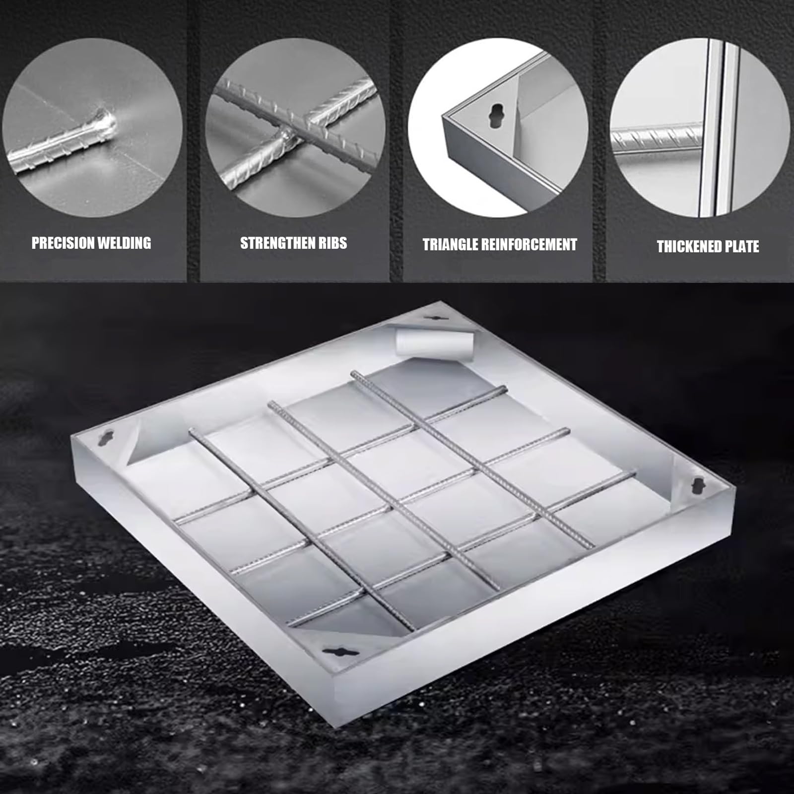 Cubierta invisible de acero inoxidable para cámara de inspección, tapa de tanque séptico, cubierta de drenaje al aire libre para pasarela y entrada, resistente