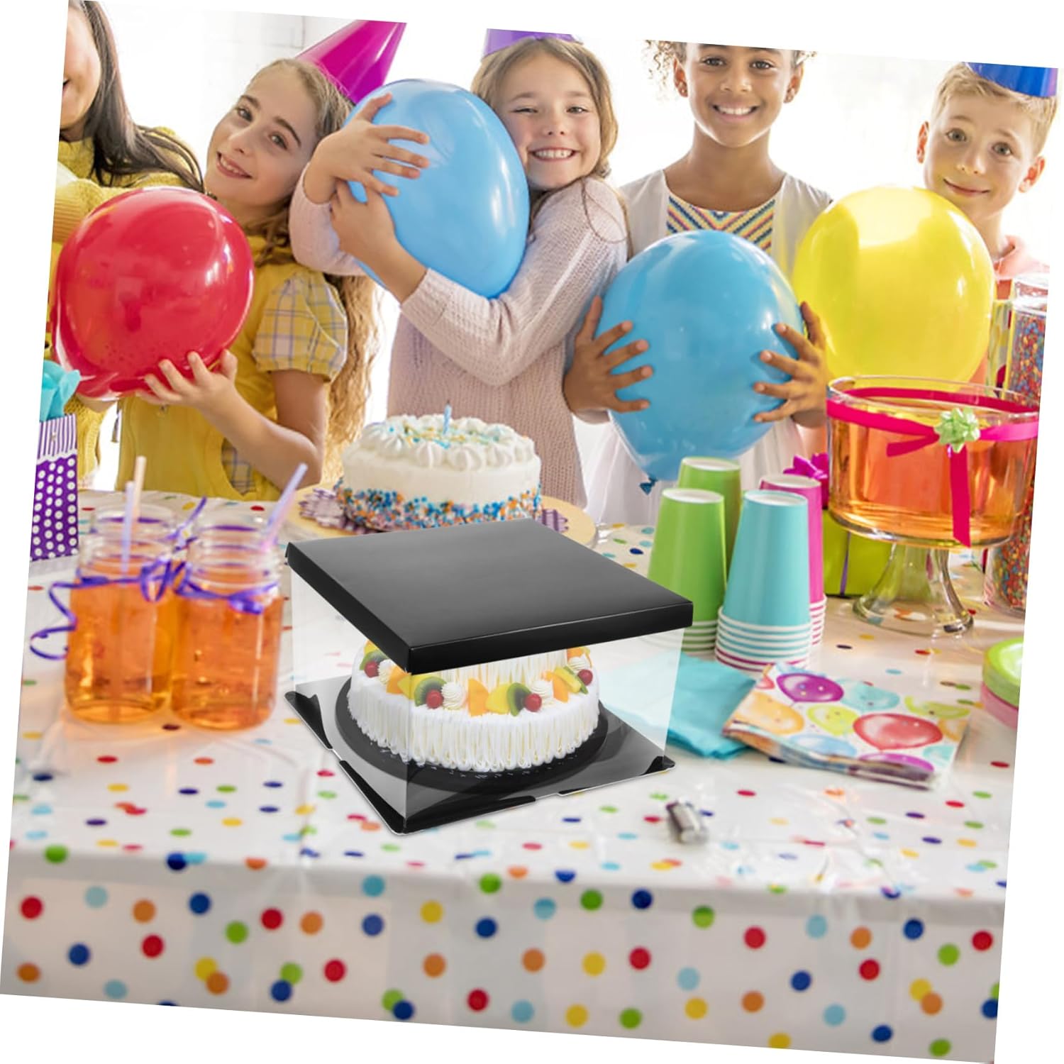 4Pcs Transparent Cake Boxes Portable Bakery Storage Containers for Birthday Party Wedding Dessert Display Clear Food-safe Decorative Cake Carriers