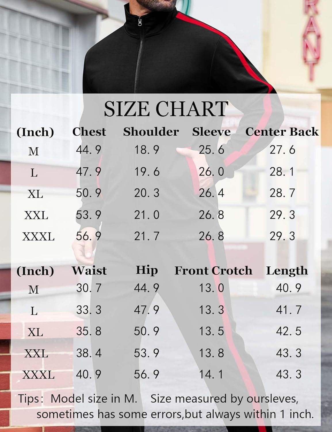 LecGee Men's Tracksuit Set Full Zip Stand Collar Jacket and Casual Jogger Pants Athletic Sweatsuit Set M-3XL - Image 7