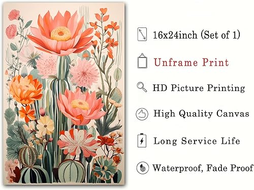 Miniatura 4 de Arte de pared del desierto occidental, póster abstracto de flores de cactus, arte de pared botánico floral, arte del desierto mexicano, imagen de