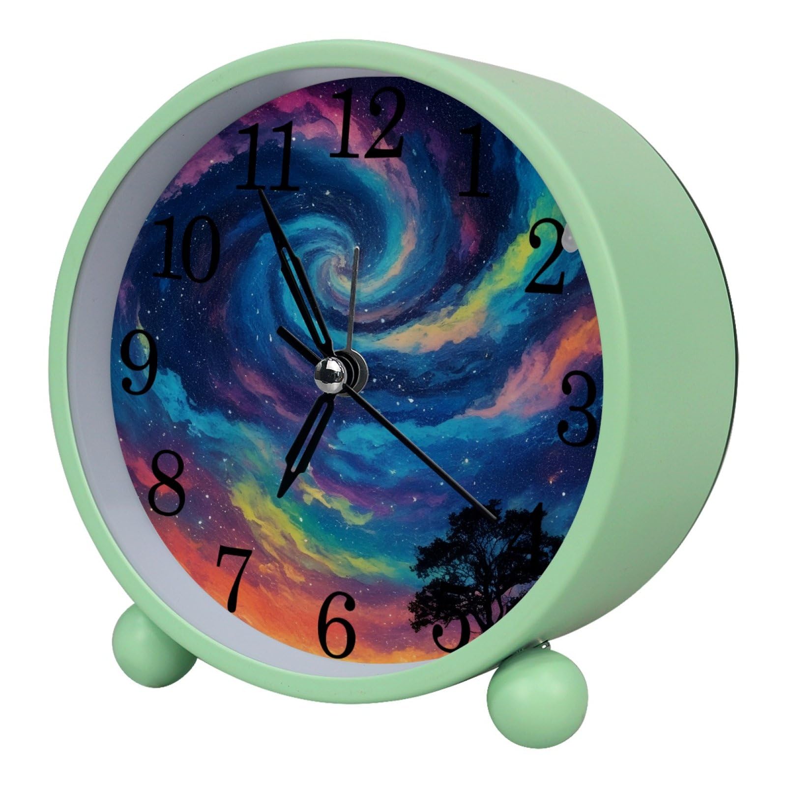 etoenbrc Watercolor Butterfly Silent Analog Alarm Clock Small Battery Operated Clock Slient Plastic Table Clock for Living Room Bedroom Color54
