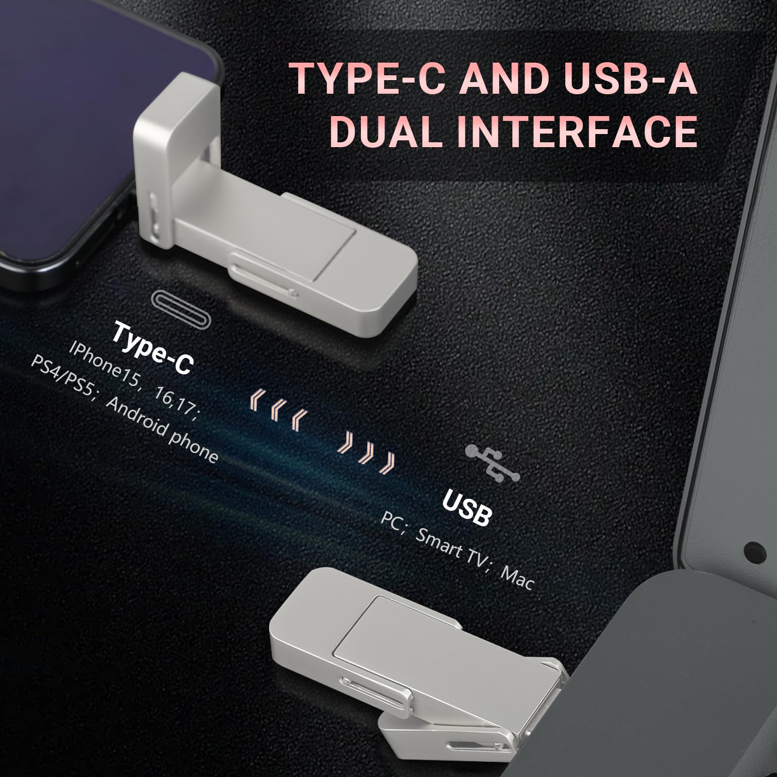Chiavetta USB da 512 GB, veloce da 550 MB/s, 2 in 1, disco rigido esterno USB 3.2 Gen2, Gen2, memoria per telefoni cellulari con interfaccia Type-C/tablet, Windows/Mac