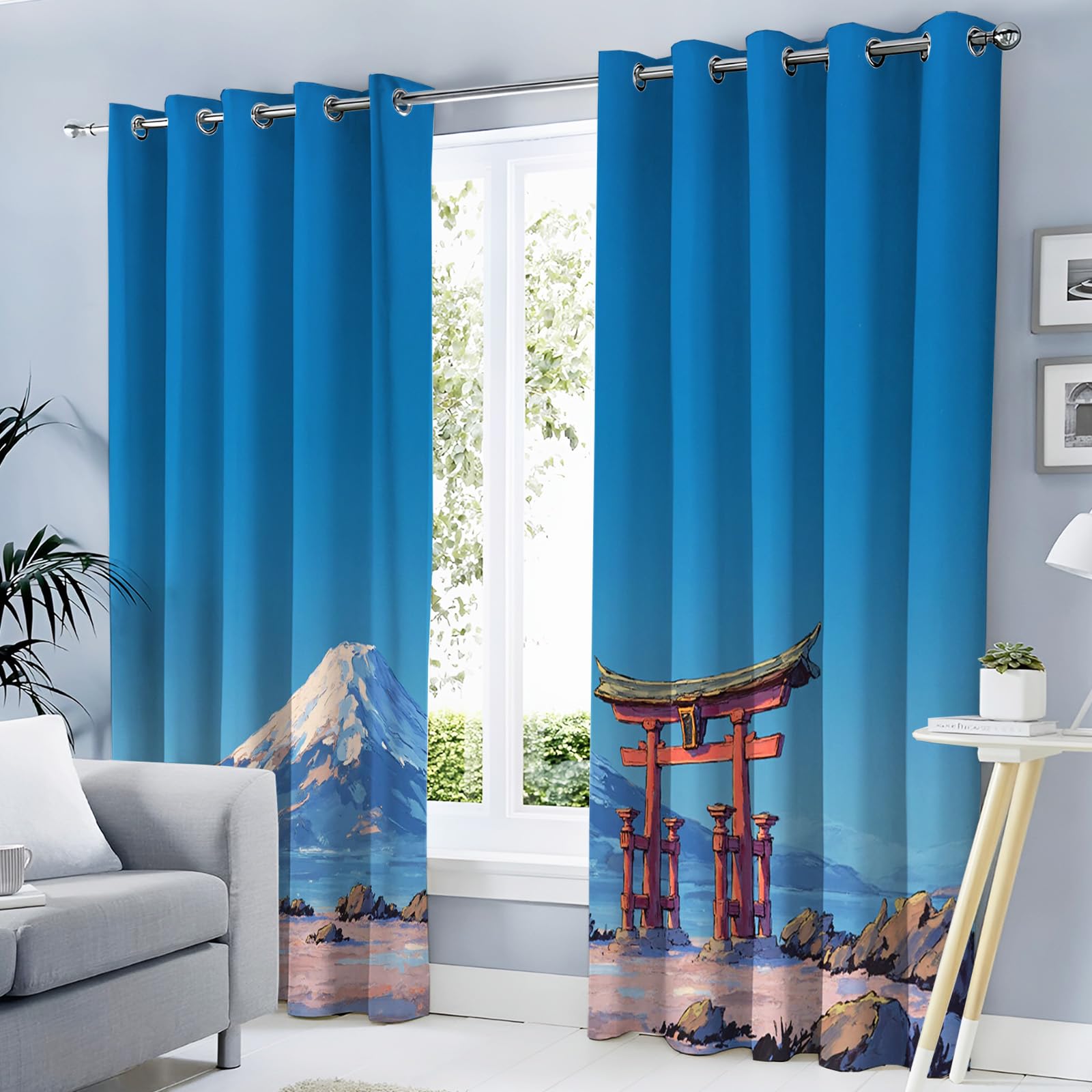 Rideaux isolation thermique bleus occultants motif anime