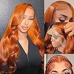 QZOQZO Ginger Lace Front Wigs Human Hair Body Wave 13x4 Transparent HD Lace Frontal Wigs Pre Plucked with Baby Hair for Black Women Human Hair Glueless Colored Wigs 30 inch