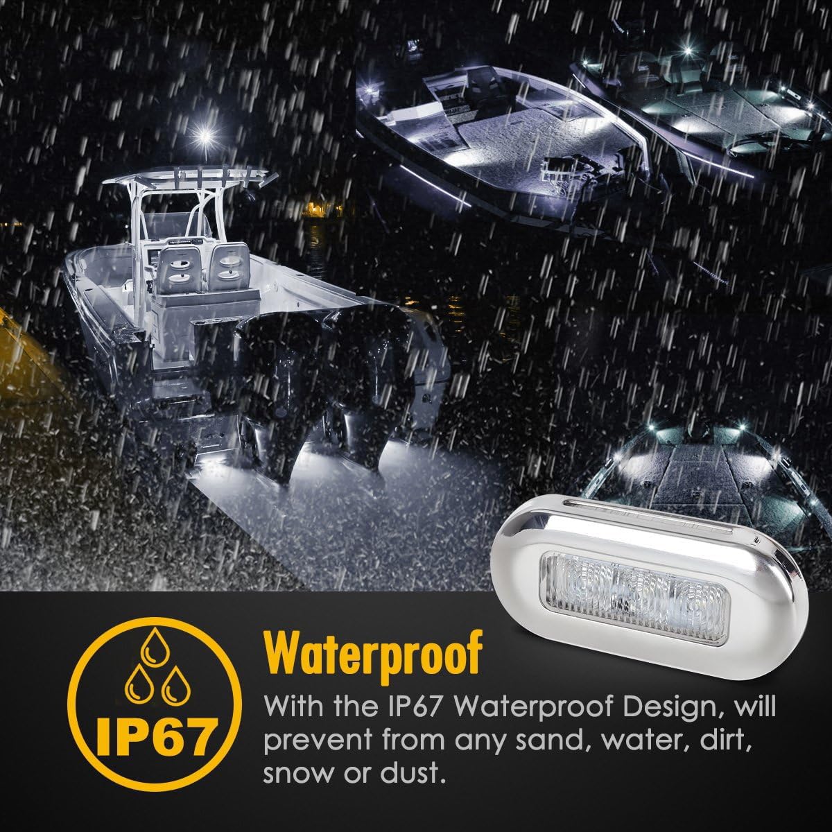 Greluma 4 Pz Luci LED marine impermeabili per barche,luce di cortesia interna per ponte,3 LED per illuminazione di poppa e cabina di navigazione per pontone,barca da pesca,barca a vela (luce bianca)