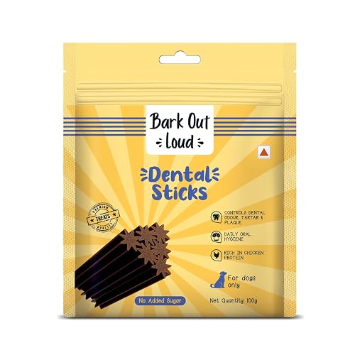 BARK OUT LOUD- Dental Sticks Dog Treats | Sugar Free | Plaque Tartar & Odour Oral Care | Fresh Smell Chicken Dog Treats - 100gm (100 gm, Dental Sticks)