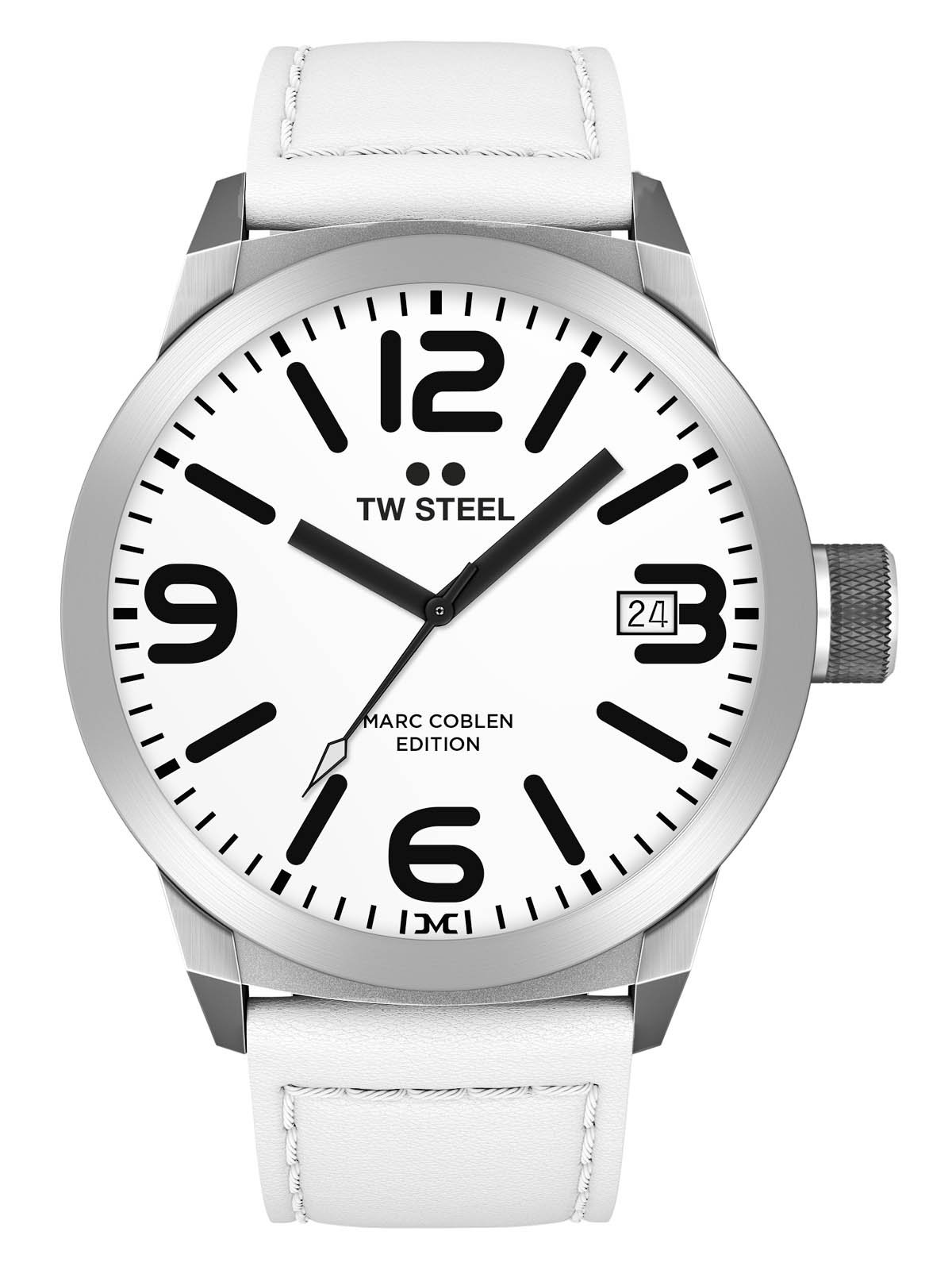 TW Steel Marc Coblen Edition with Leather Strap and Date Stainless Steel Quartz 45 mm