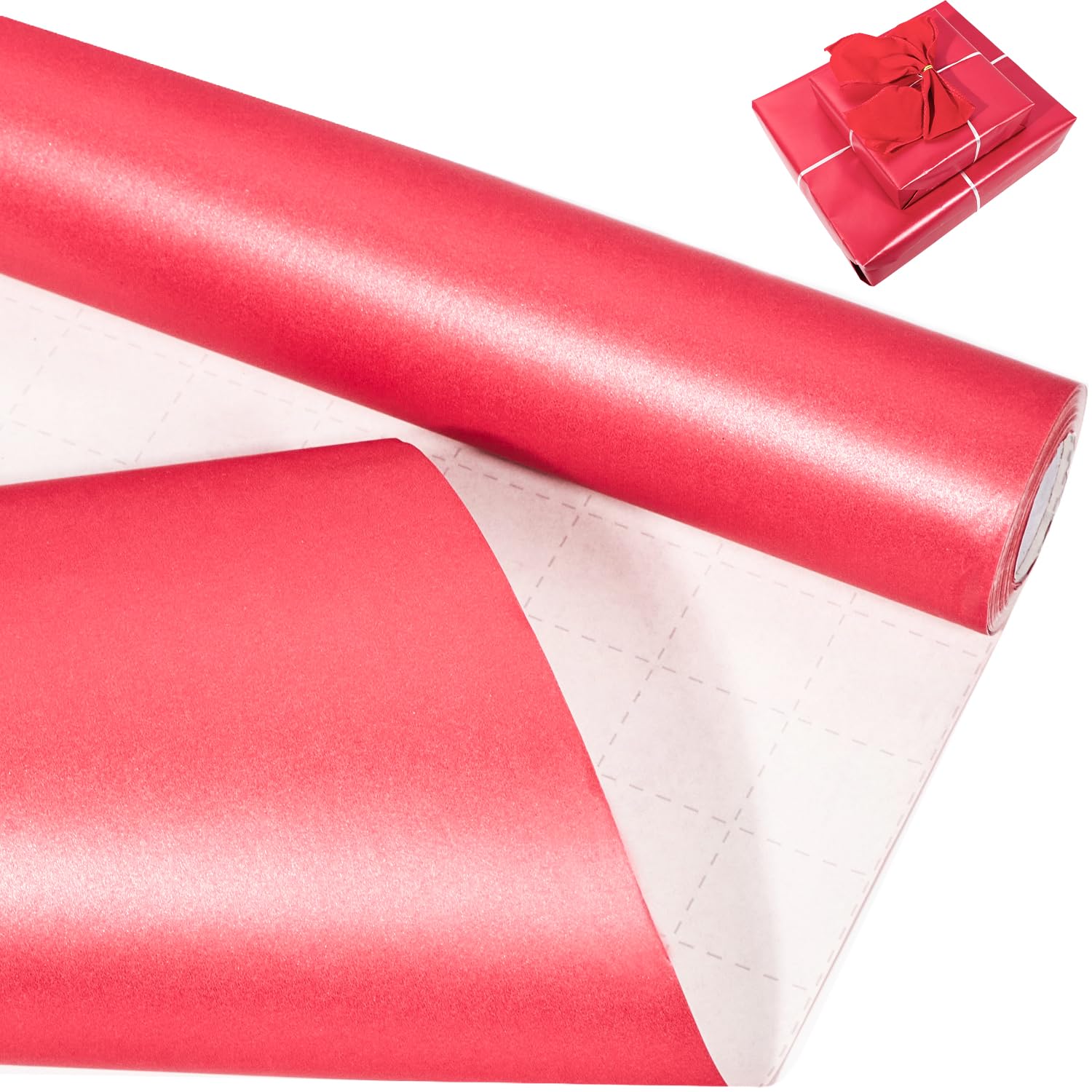 Red Wrapping Paper Roll,43cm*10m Pearly Lustre Red Wrapping Paper, Pearlescent Kraft Gift Wrap Paper for Birthday,Party,Wedding, Christmas,Festive Decorations,DIY Crafts