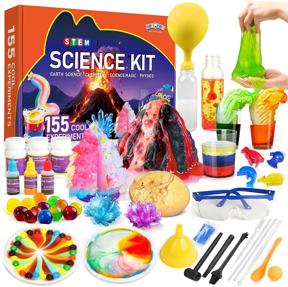 BenBen 155+ Science Experiments for Kids, Fun Science Kits for Kids age 6 8 10 Educational STEM Toys Gift for Boys and Girls