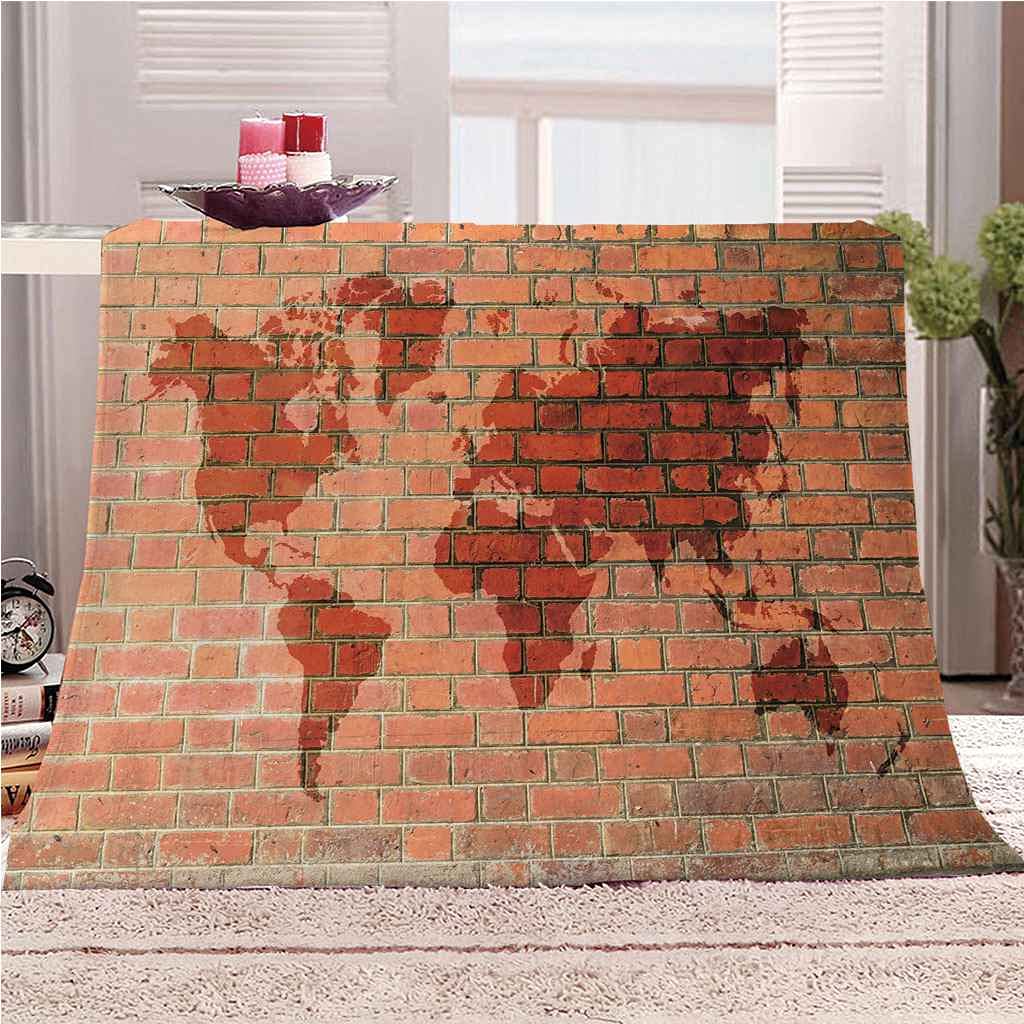Couverture polaire en flanelle 130x150cm imprimée brique rouge