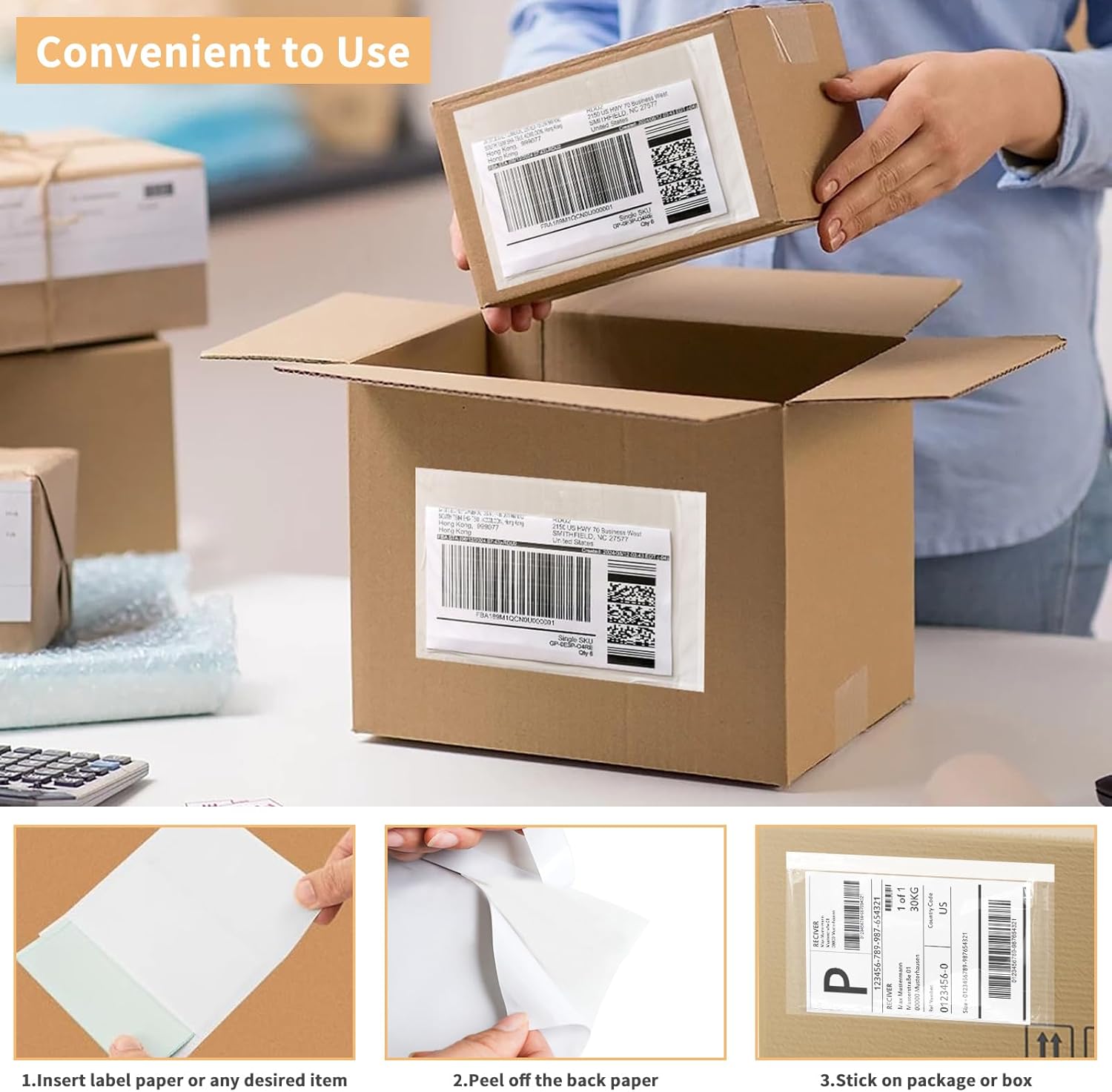 6" x 9" Shipping Label Sleeves Plastic Envelopes Self-Adhesive Top Loading Packing List Envelopes, Clear Mailing Label Pouch for Packages(500 Pack)