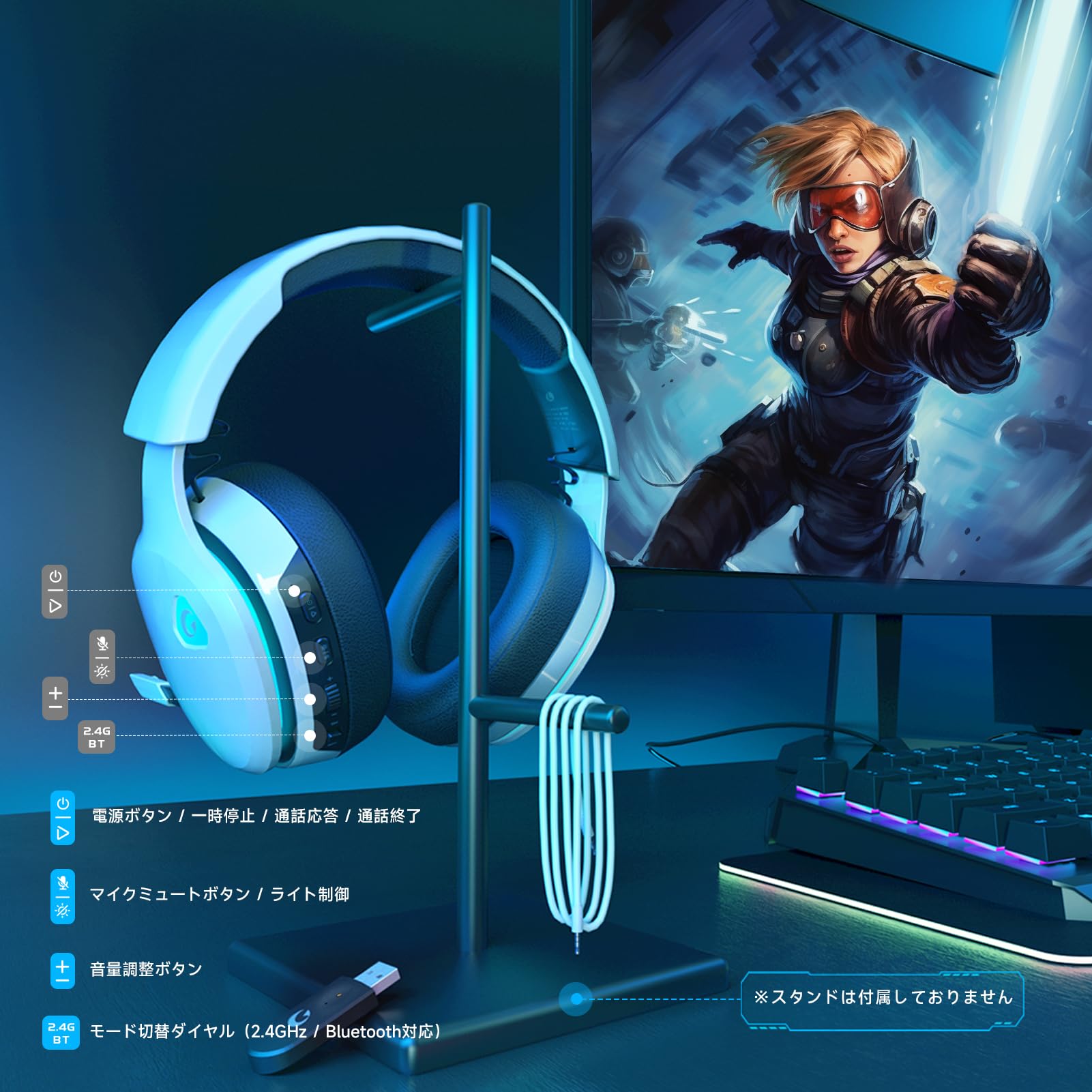 Gvyugke CT300 ゲーミングヘッドセット 2.4G/Bluetooth/有線 3WAY接続