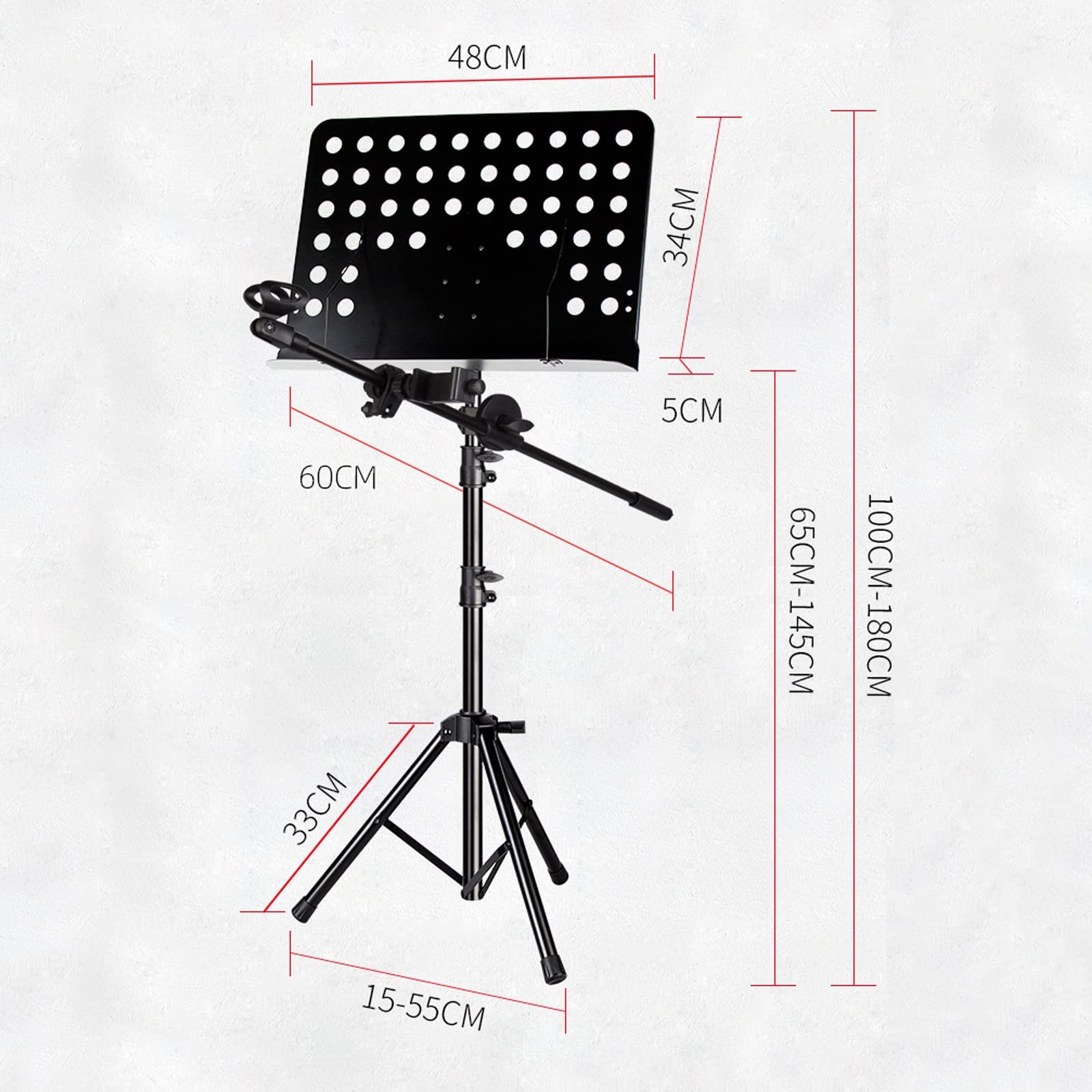HJXGQJM Atril for Partitura Plegable Portátil Musica Metalico Soporte De Ajustables, con Clip for Teléfono, Soporte for Micrófono, con Bolsa De Transporte, Aplicado A La Transmisión En Vivo
