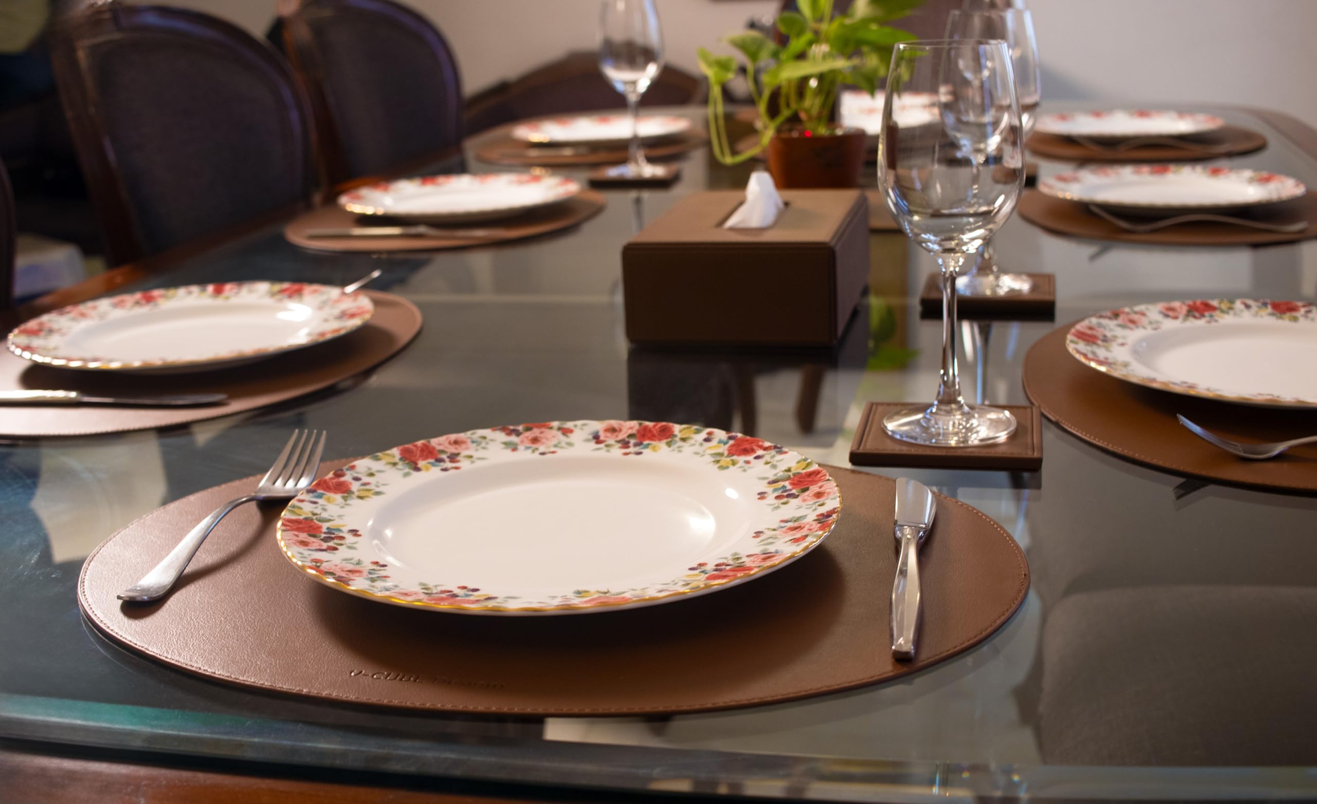 Vegan Leather Placemats - Set of 6 -3 Vegan Leather Placemats - Set of 6 -3