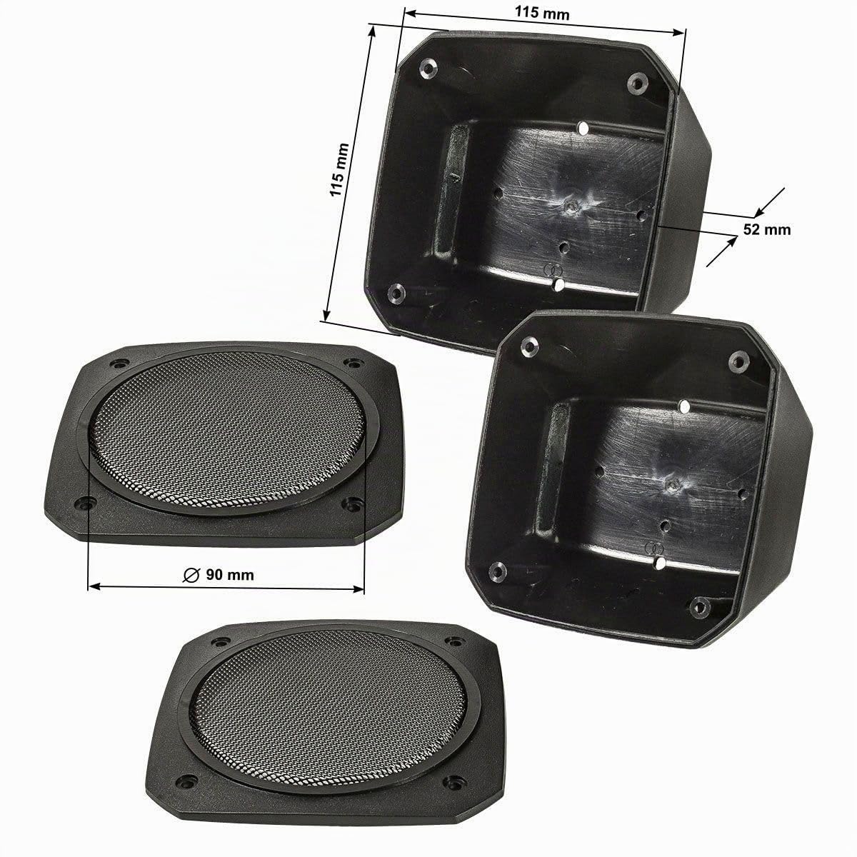 tomzz Audio 4000-010 Set di altoparlanti per montaggio a superficie dal look retrò in contenitore DIN 100 mm Sistema di altoparlanti coassiali a 2 vie 80 Watt