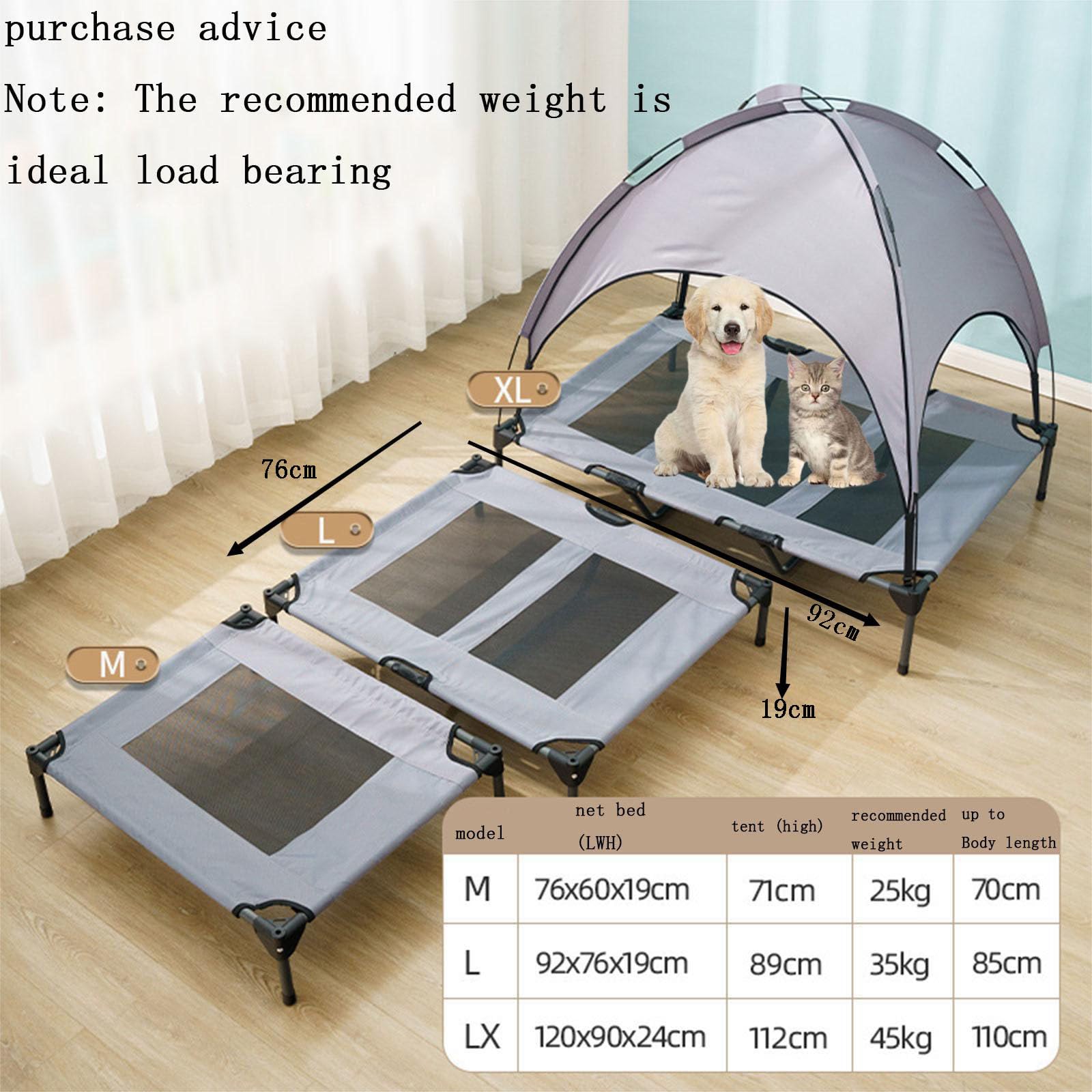 Erhöhtes Hundebett Mit Baldachin & Kühlakkus – Atmungsaktiv, Für Mittelgroße & Große Hunde, Bis 150 Pfund, Outdoor Geeignet