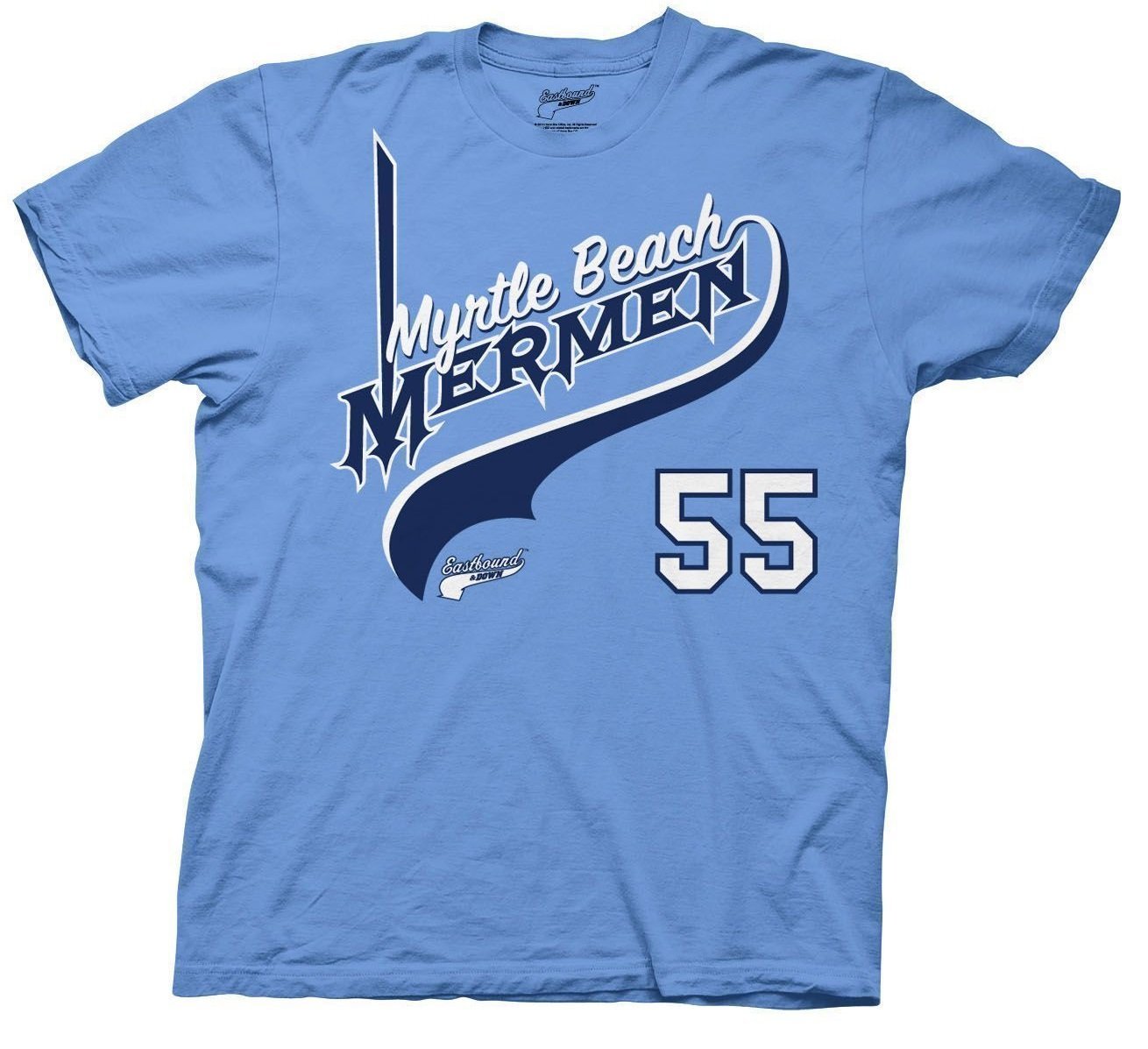 Eastbound & Down Myrtle Beach Mermen Logo 55 Carolina Blue Adult T-Shirt (Adult 3X-Large)