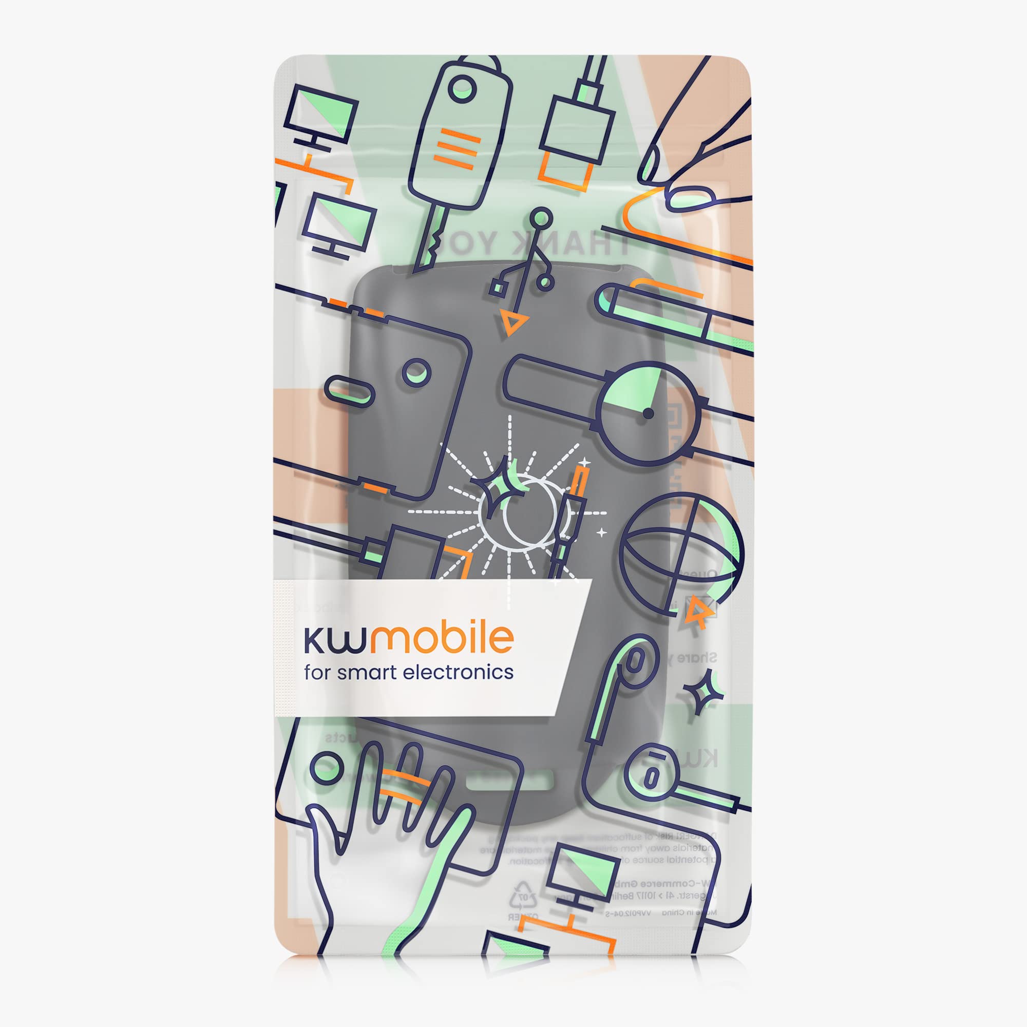 kwmobile Custodia Compatibile con Renault 4 tasti Smart Key Keyless Go Cover Chiavi Auto Silicone Sole Luna