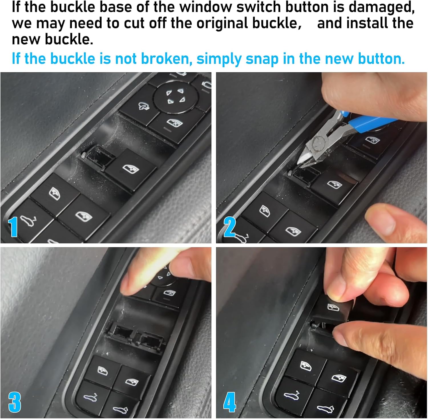 Jaronx Compatible with Porsche Window Switch Button, Front Driver Side Power Window Switch Button Cover Replacement Compatible with Cayenne 2018-2024, Panamera 2017-2024（Glossy Black