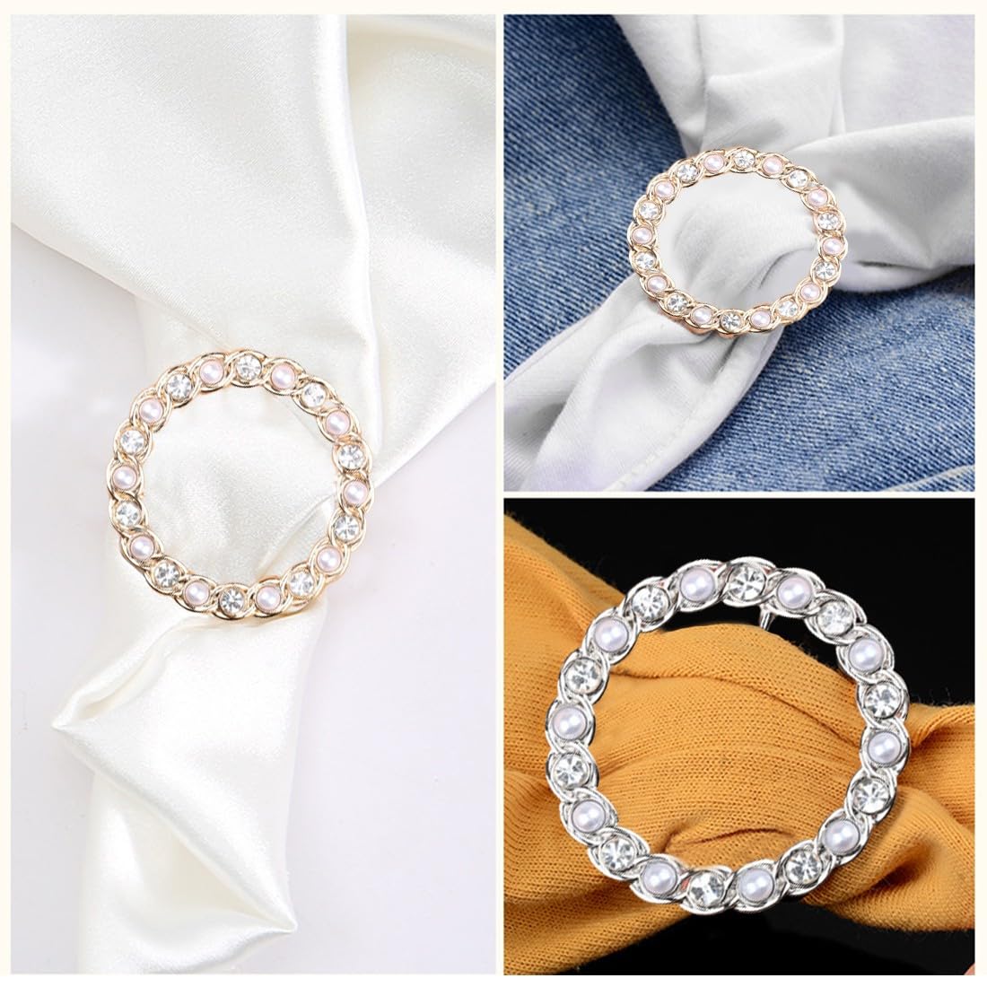 2 Fibbie Per Sciarpe Con Zirconi | Accessori Moda Per Donne Per Foulard E Abbigliamento