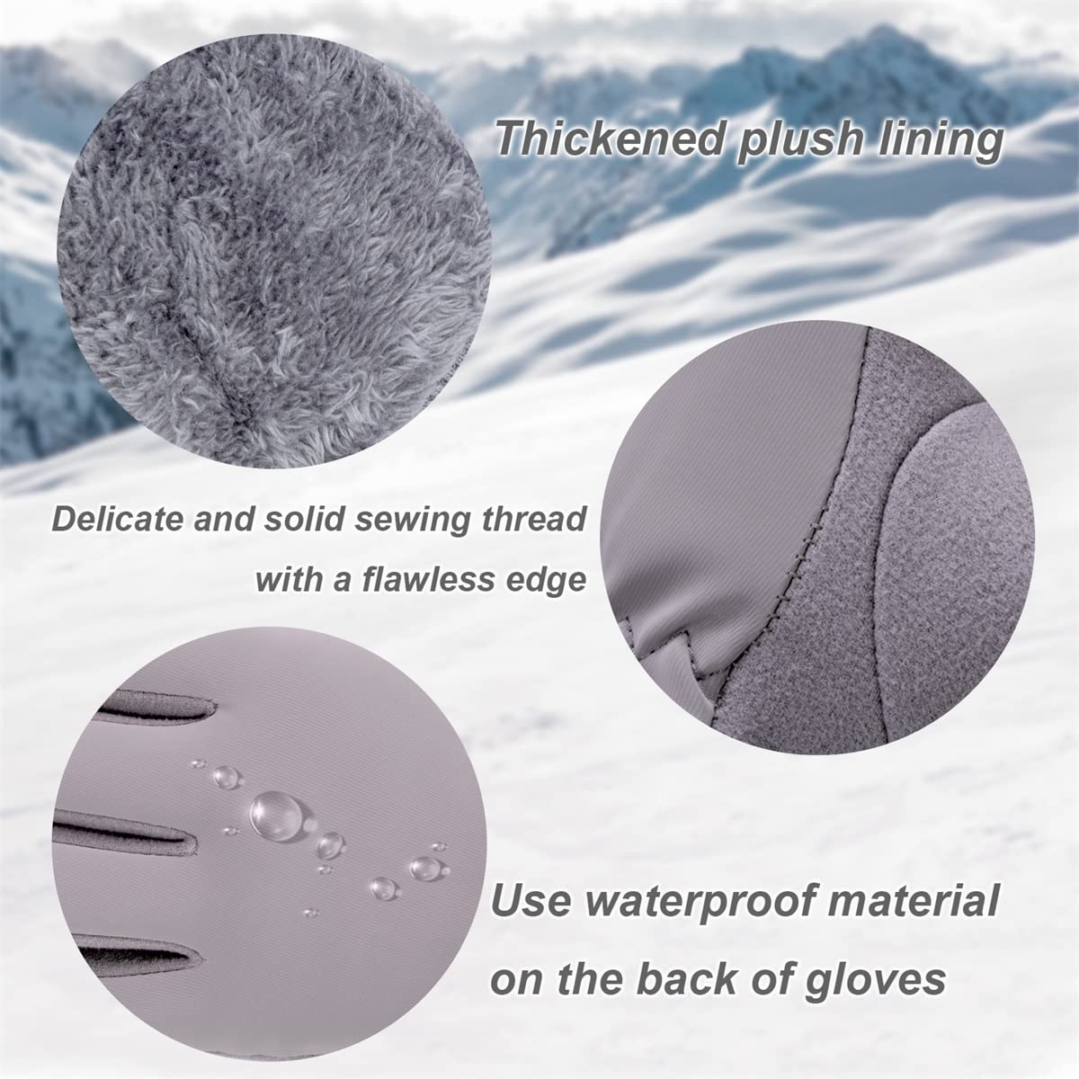 Guantes térmicos para mujer, guantes de ciclismo de invierno y exteriores, forro polar cálido en los guantes de correr con función táctil