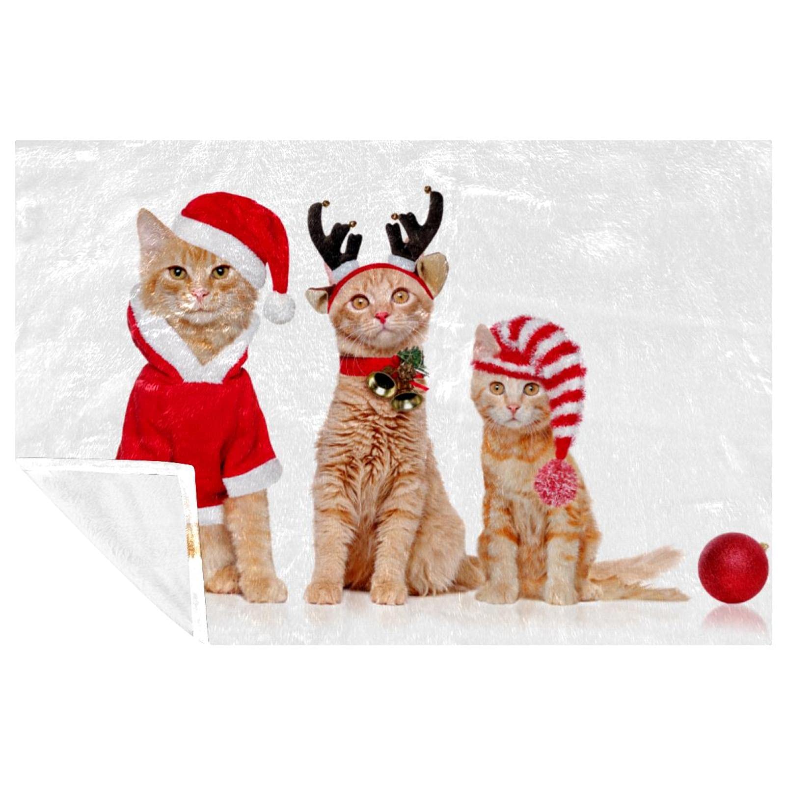 Couverture chat de Noël chaude et compacte pour stopper le froid sur votre canapé