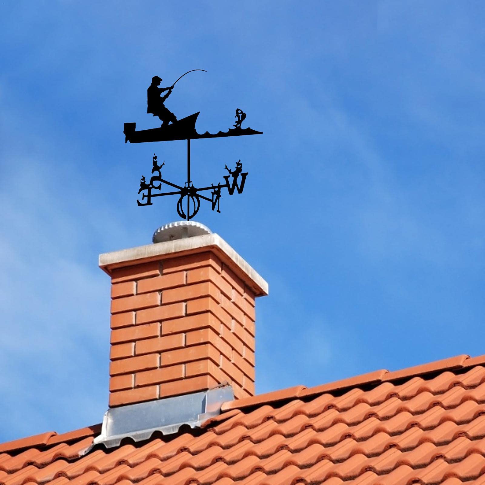 Wetterfahne Mit Feuerwehr-Symbol – Gartenstecker Aus Schmiedeeisen, 35,8x26,5 Cm, Rotbraun