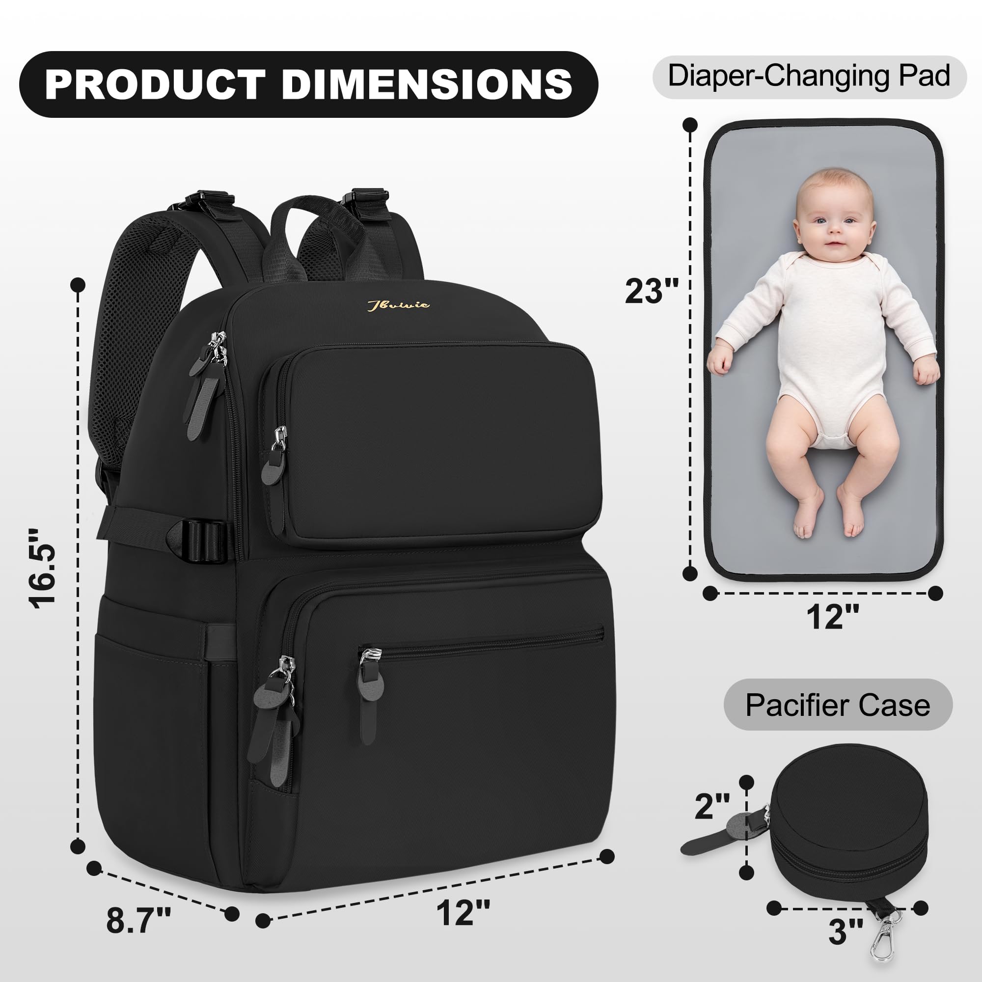 IBVIVIC Wickeltaschen-Rucksack, multifunktionale Papa-Wickeltasche mit 2 isolierten Seitentaschen