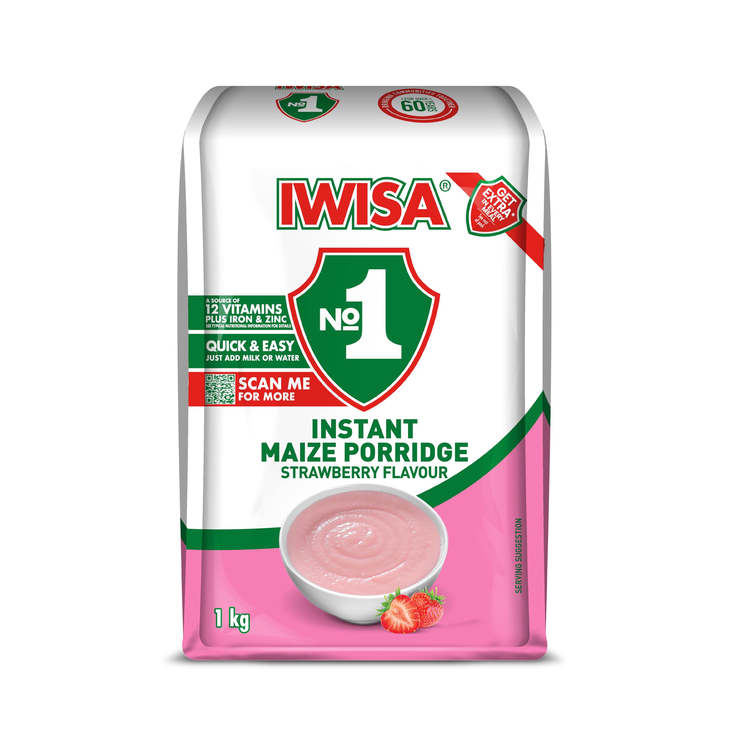 Iwisa Instant Maize Porridge Strawberry Flavour 1kg