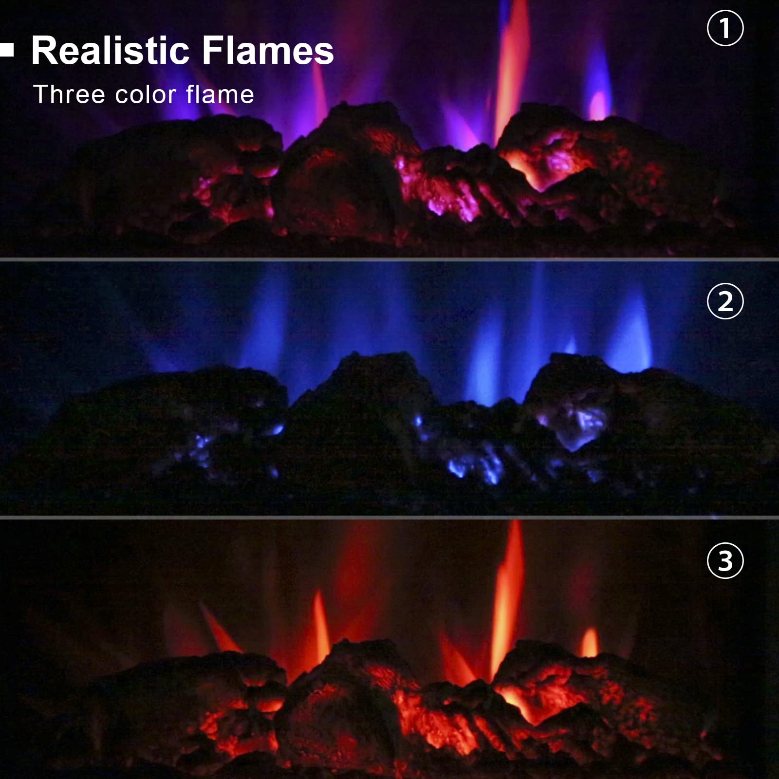 Electric Fireplace Stove Freestanding Heater with Realistic Flame