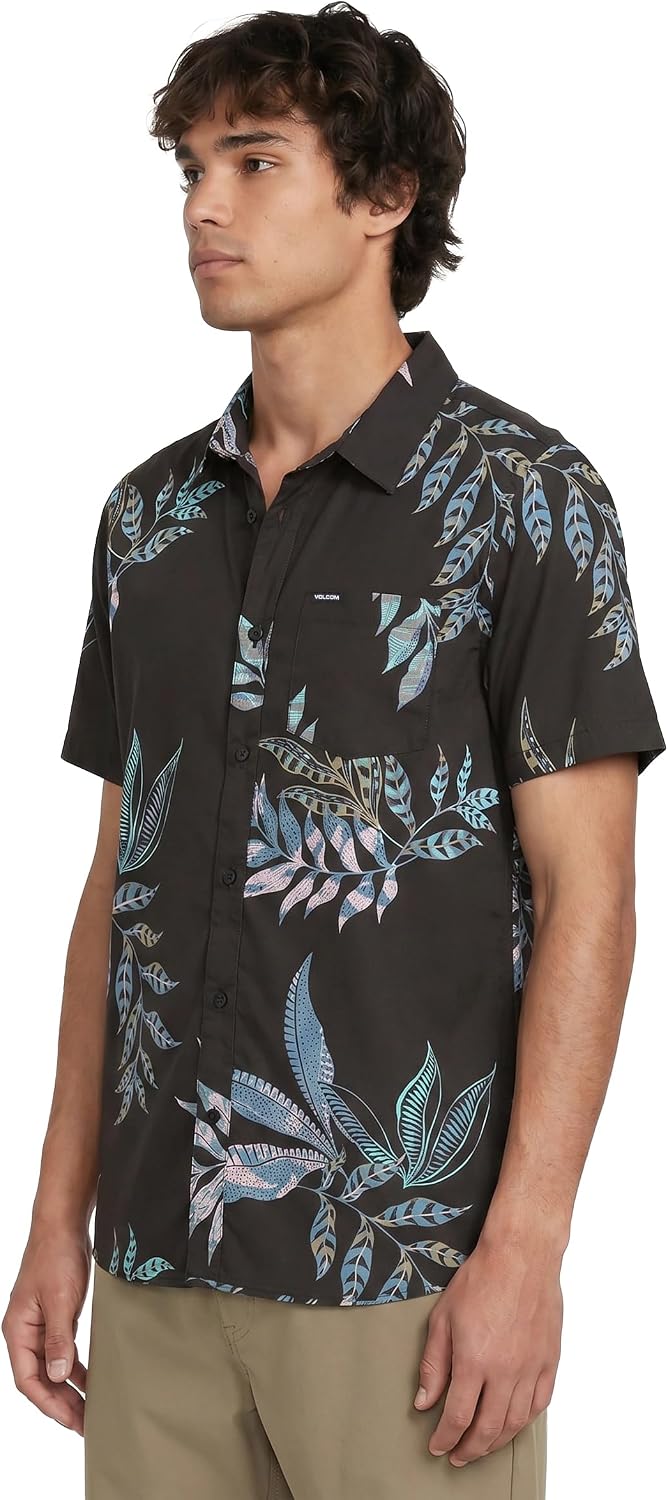 Volcom Mens Button Down Woven Short Sleeve, Casual Activewear