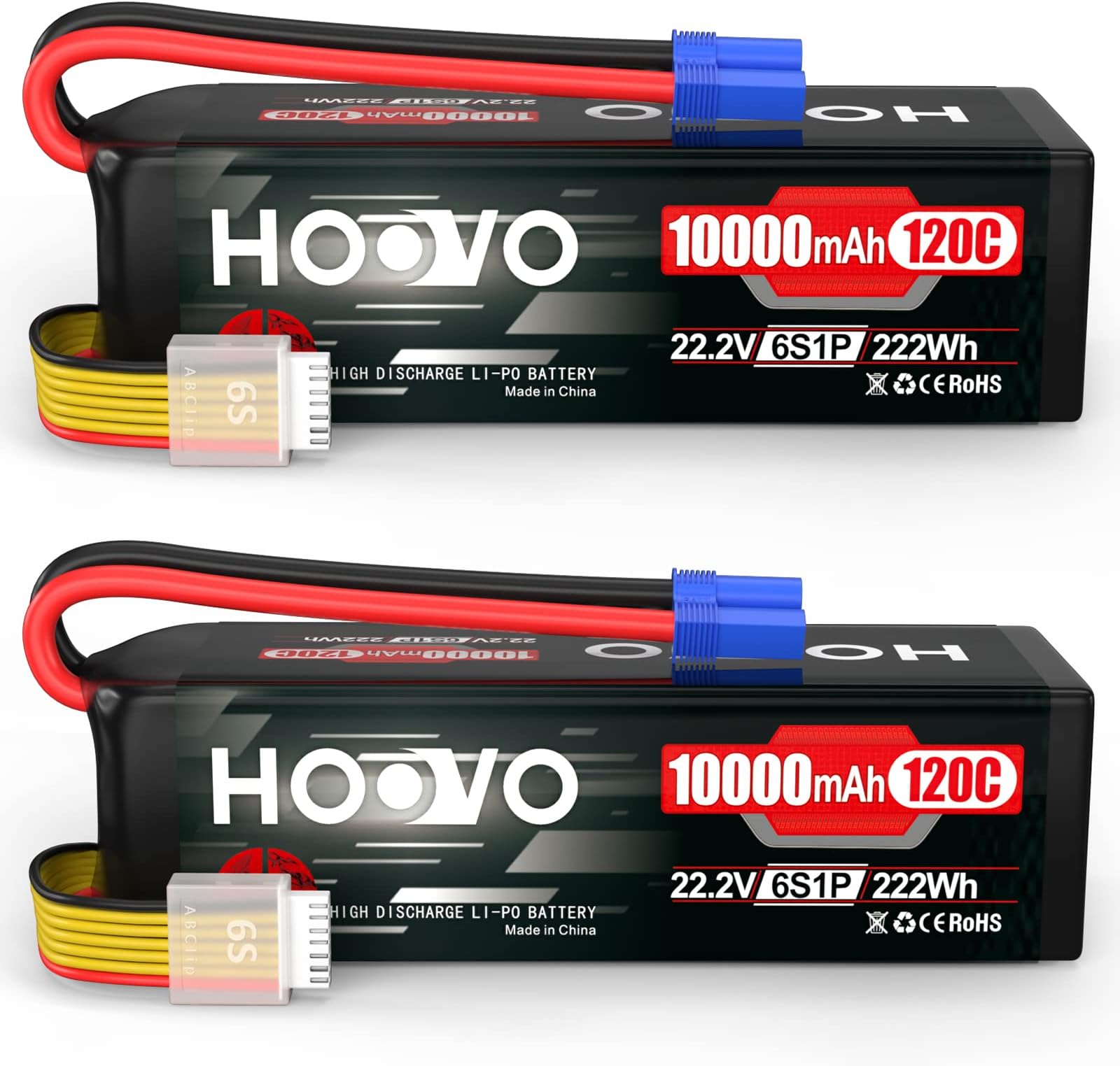 HOOVO 6S Lipo Battery 22.2V 10000mAh 120C RC Battery EC5 Plug Soft Case Compa...