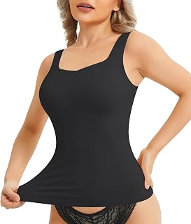 Compression Tank Tops Shapewear for Women Tummy Control Camisole with Built in Bra Paddes Tank Seamless Body Shaper