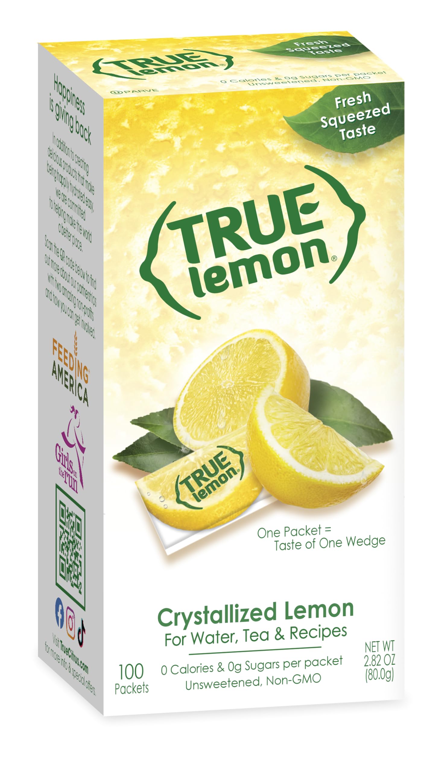 True Lemon 100ct (Pack of 1) - Water Enhancer - Bulk Dispenser - 0 Calorie Drink Mix Packets For Water - Sugar Free Lemon Flavoring Powder Packets