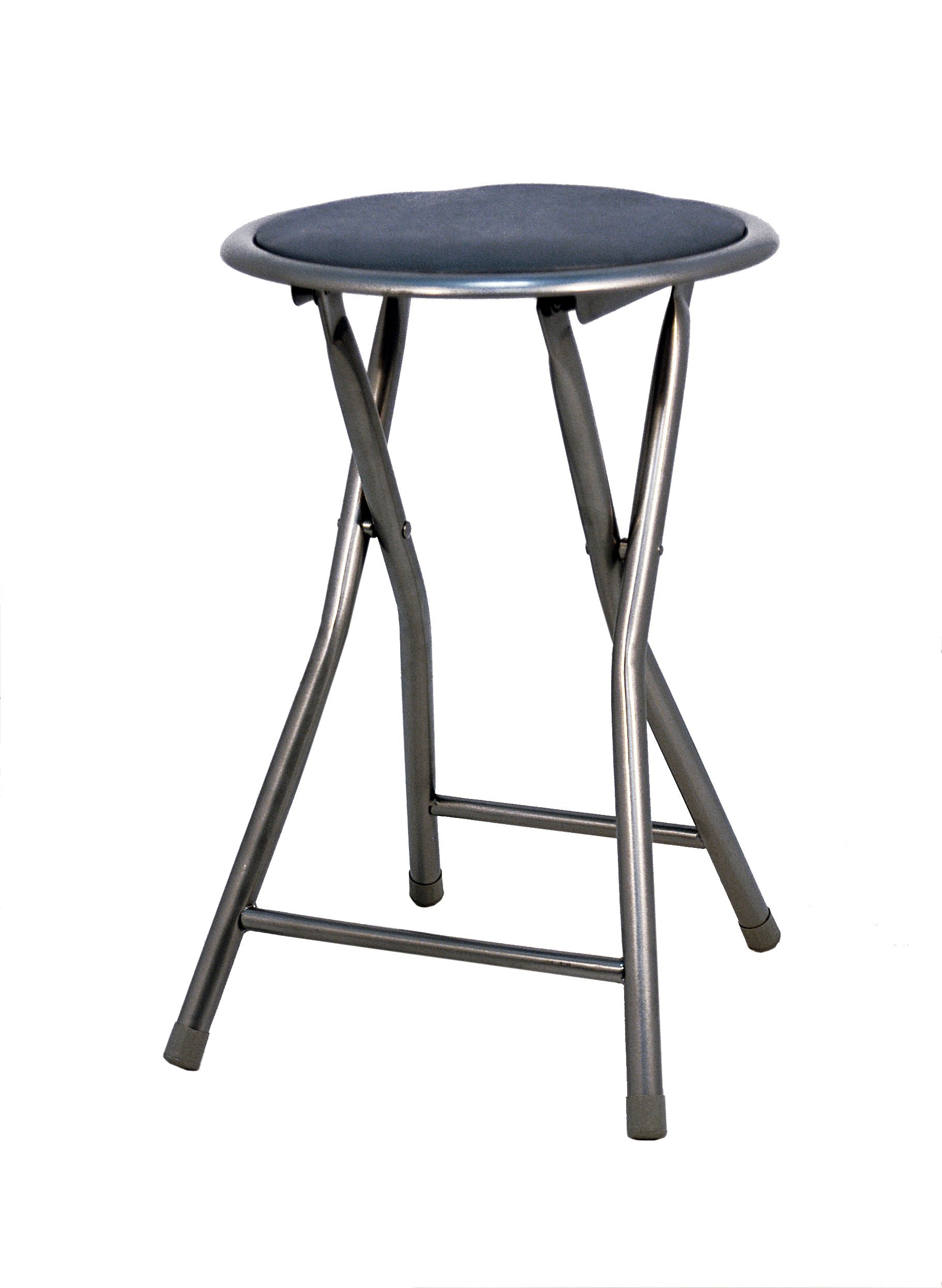 La Silla Española Palma Padded Folding Stool, Aluminium, Black, 30x30x45cm