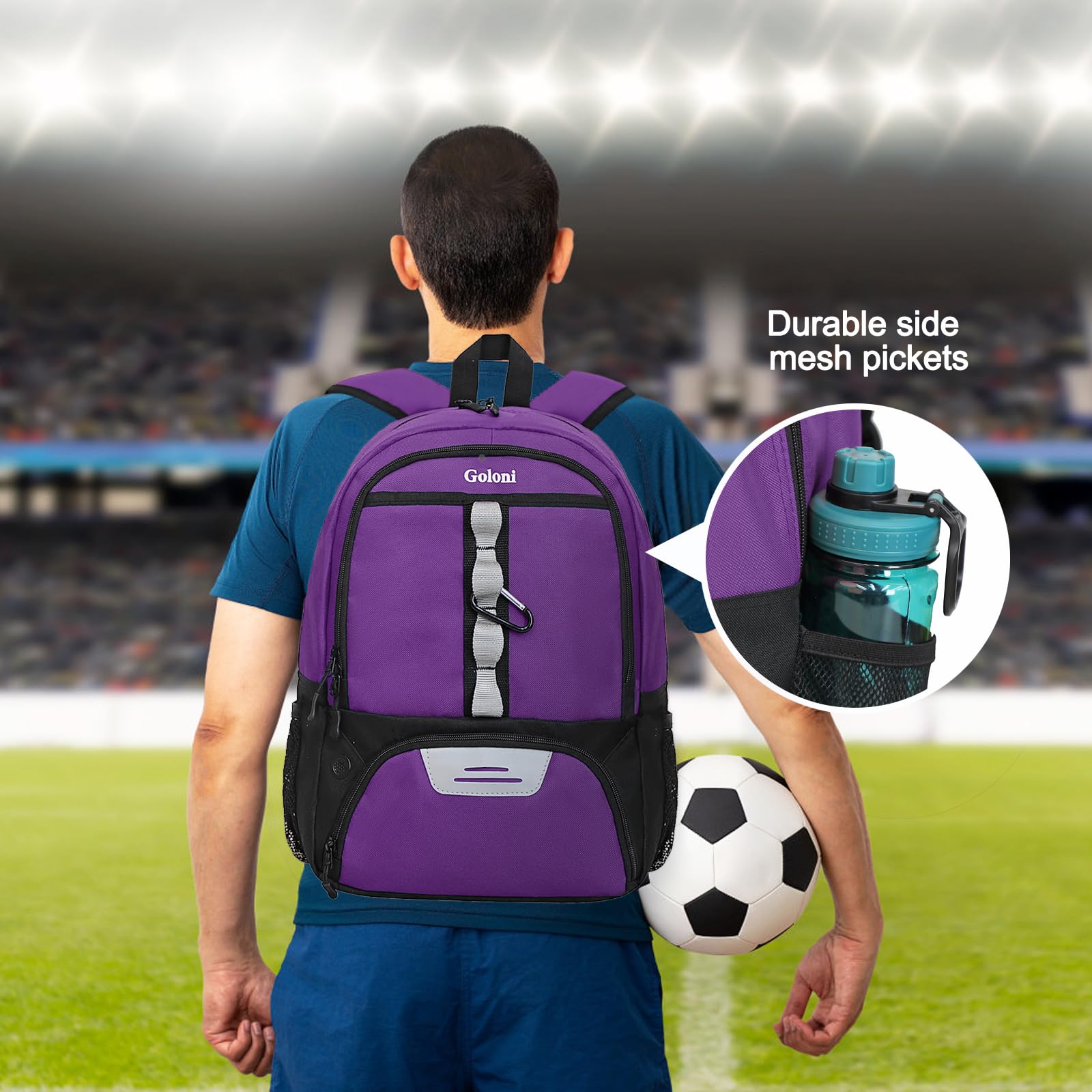 Goloni Youth Soccer Bag,Basketball Bag with Ball Compartment & Shoe Compartment,Backpack for Football Volleyball Basketball