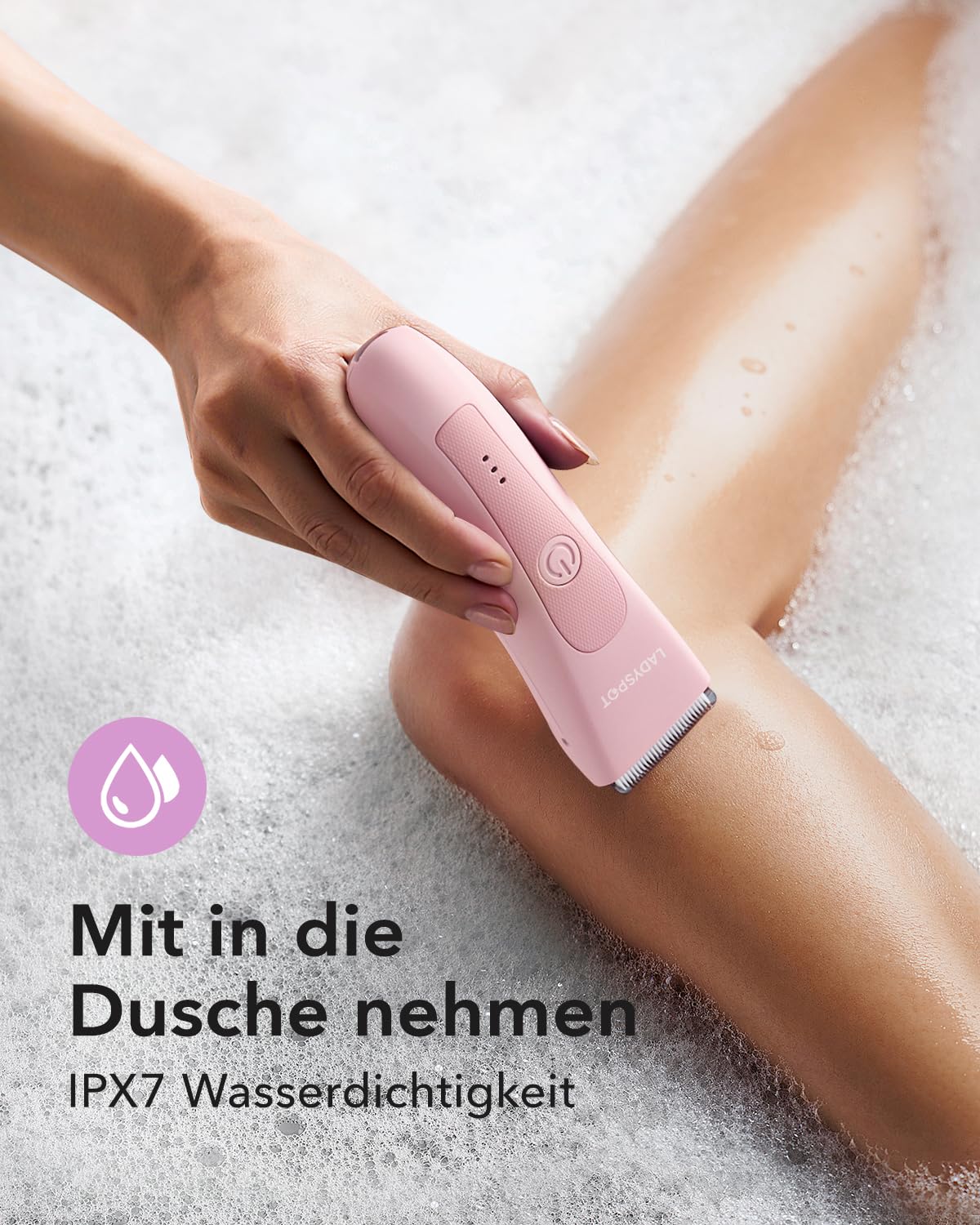 Elektrischer Rasierer Damen Intimbereich, Intimrasierer für Frauen, Damenrasierer Intimbereich mit 3 Schutzvorrichtungen und Auswechselbaren Keramikklingenköpfen, Trimmer Damen