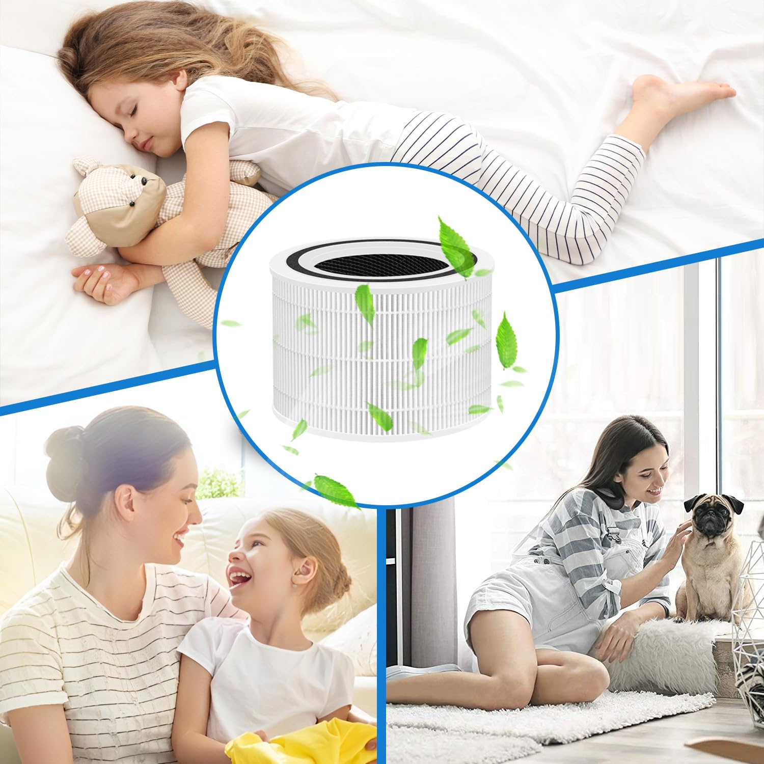 Zamiennik filtra serii Core 300 kompatybilny z LEVOIT Core 300 do oczyszczacza powietrza Core300-RF i Core 300S, H13 True HEPA, wysokowydajny węgiel aktywny, biały, 2-pak