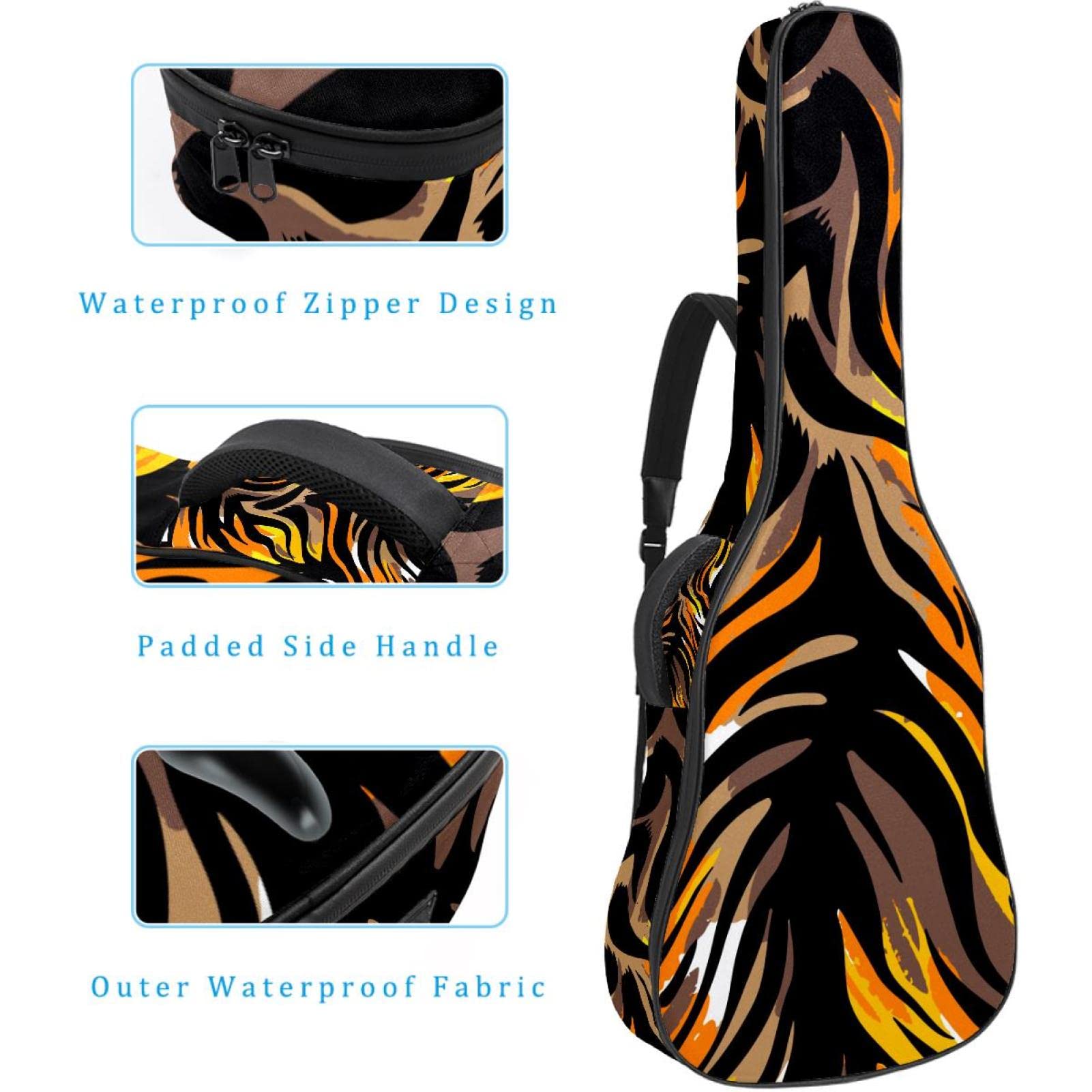 Torba na gitarę akustyczną wodoodporna gitara plecak gruby miękki wyściełany płaski 'Happy Easter Bunny Egg' klasyczna gitara etui, Kolor7, 42.9x16.9x4.7 in, Organizer do torby