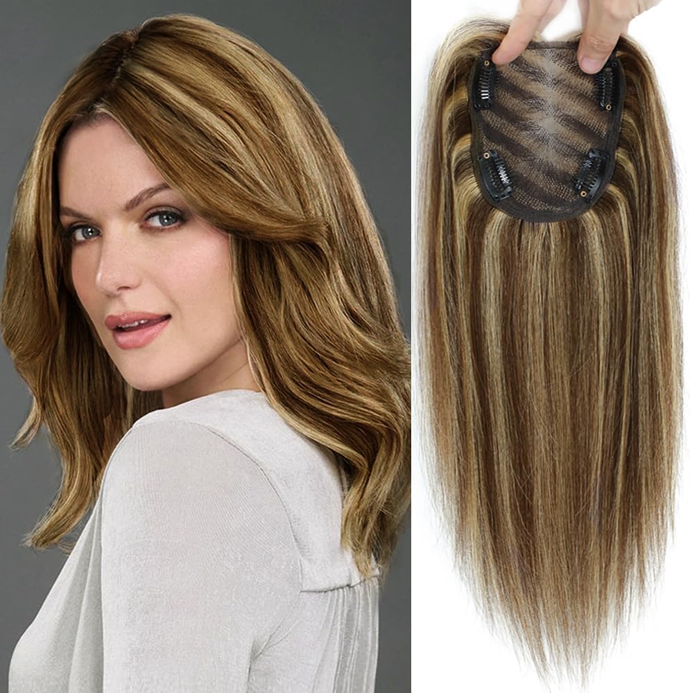 Remy Hair Toppers for Women with Thinning Hair - 100% Human Clip On Toppers (427)