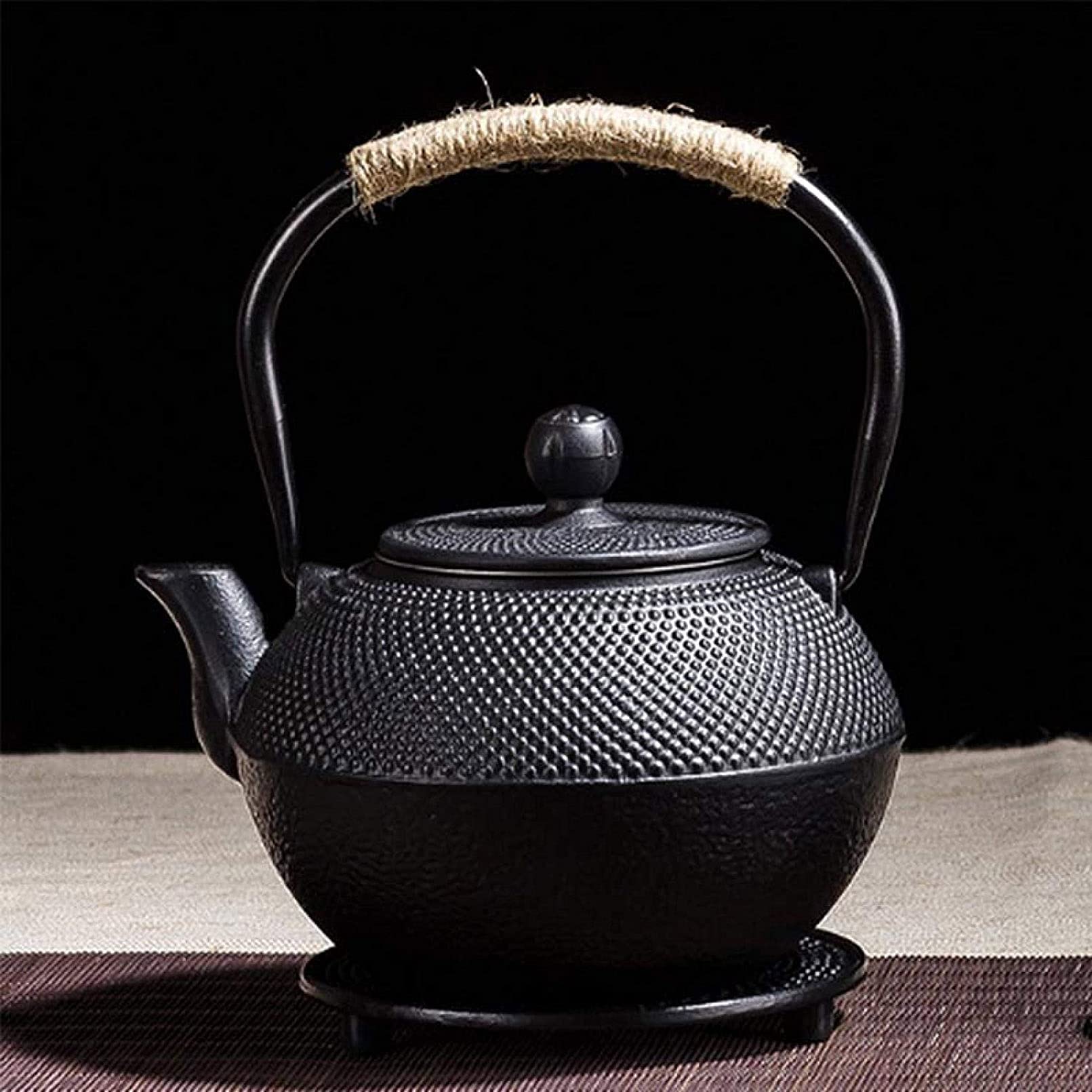 Teiera in ghisa con infusore Tetsubin fatto a mano Bollitore in ghisa Teiera con infusore in acciaio inossidabile Bollitore per piano cottura a gas Teiera nera 1200 ml Teteras para fogón