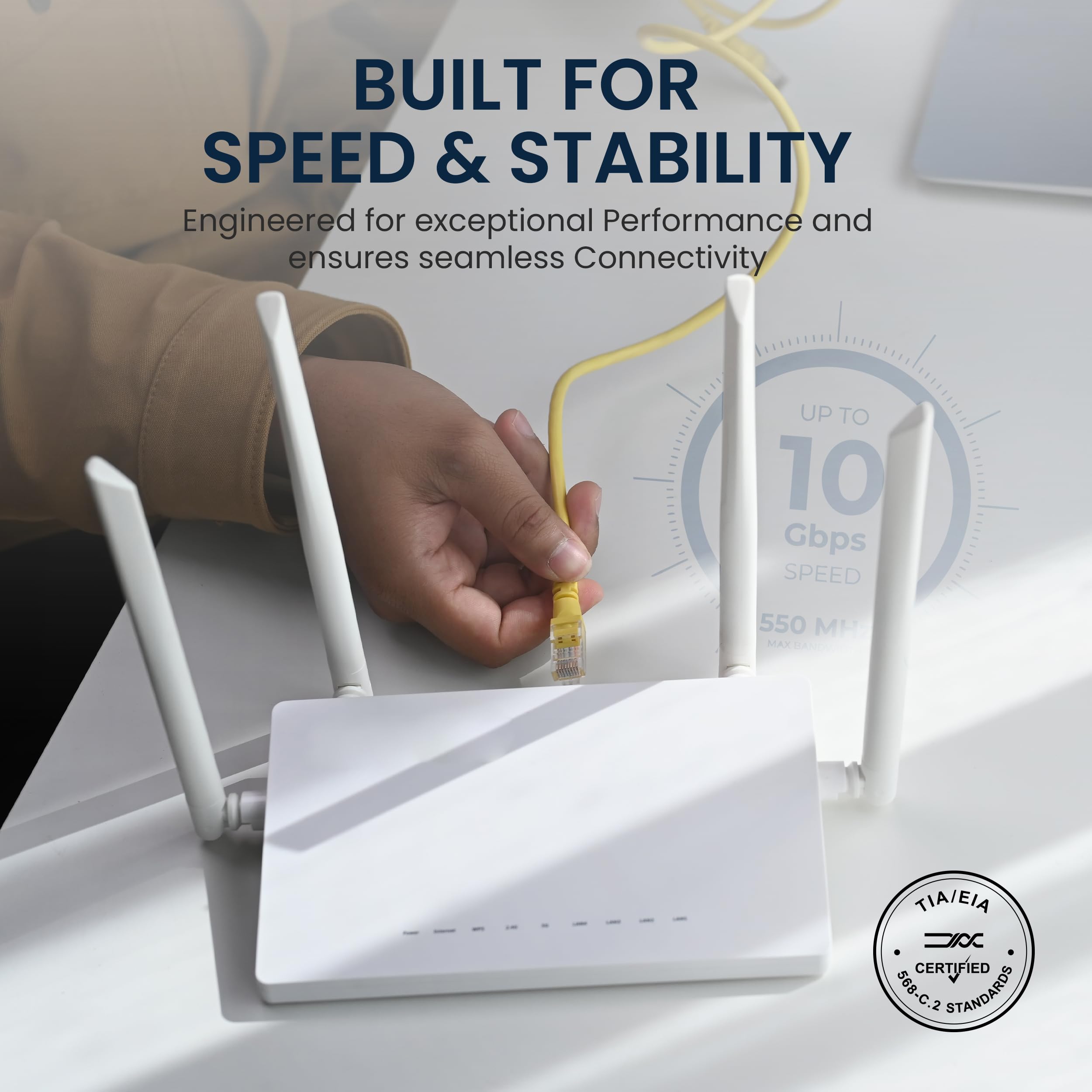 Cmple (557-N) Kabel Ethernet Cat6 10 Gb/s, kabel sieciowy komputerowy z pozłacanymi złączami RJ45, 550 MHz, 15 m, niebieski