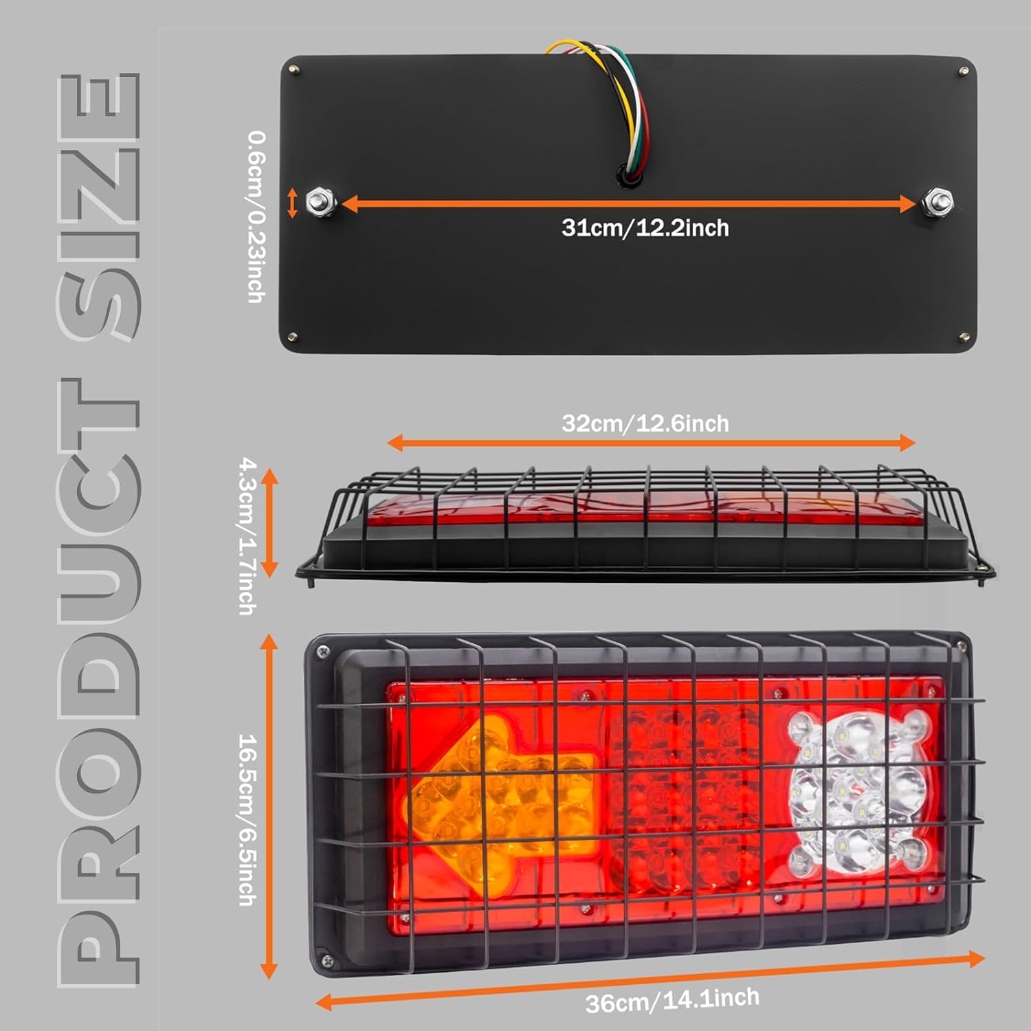 LED Trailer Tail Lights 12V 24V LED Rear Lights Running Brake Turn Signals Reverse Warning Light with Arrow Design for Truck Trailer RV UTV Camper Van, 2PCS