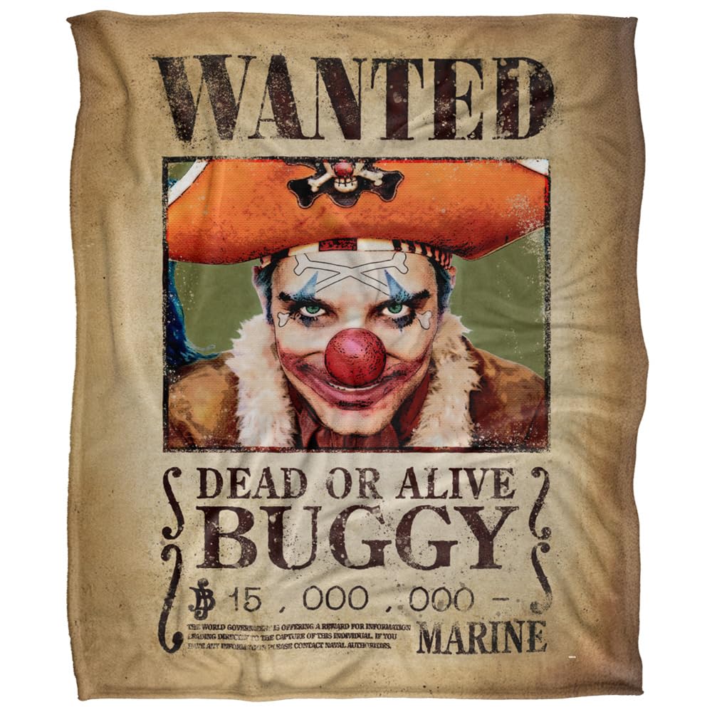 One Piece Buggy Wanted Poster Silky Touch Super Soft Throw Blanket 152 X 127 Cm