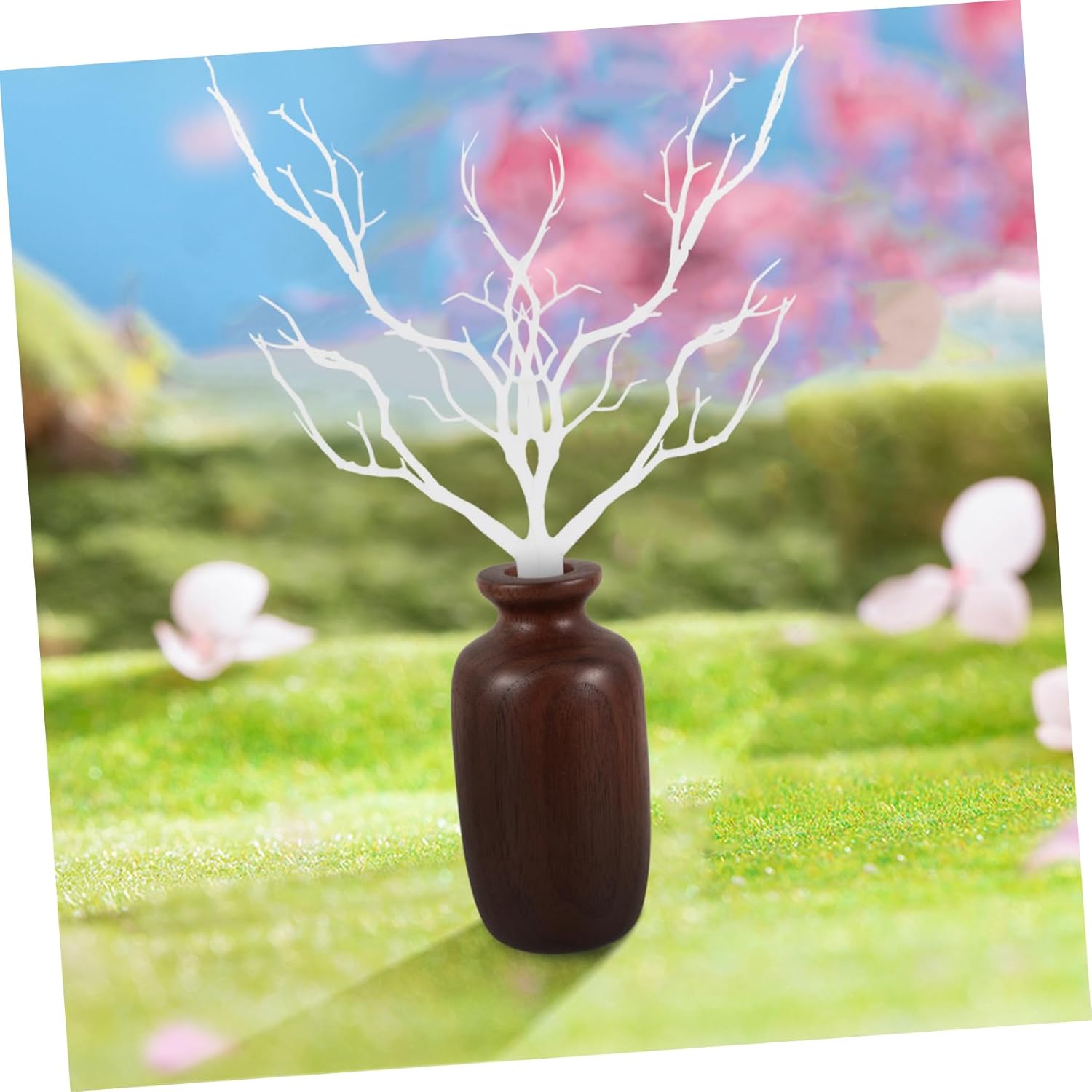 2pcs Solid Wood Rustic Vase Aesthetic Flower Arrangement Container Home Decor