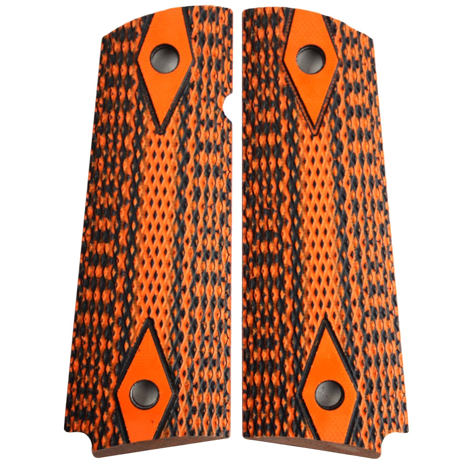 1911 Slim Line Full Size Compact 1911 EMP Grips Double Diamond G10 with Ambi Magwell Bobtail Roundbutt Bottom Cut Options