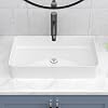 Rectangle Vessel Sink- Lepuday 24"x14" White Bathroom Sink Rectangular Above Counter Large Porcelain Ceramic Countertop Vessel Sink Rectangular Vanity Sink Art Basin