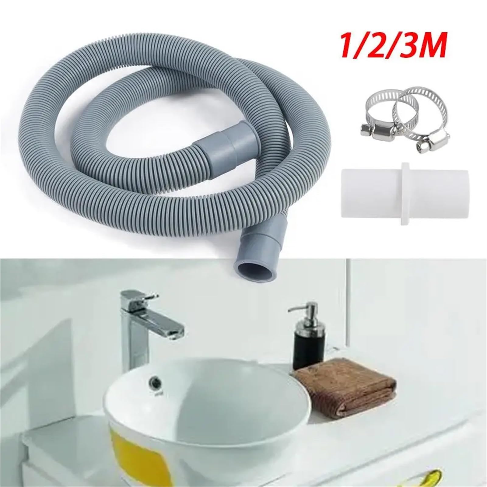 Kit de rallonge de Tuyau d'évacuation d'eau de Machine 1/2/3 m(1M)
