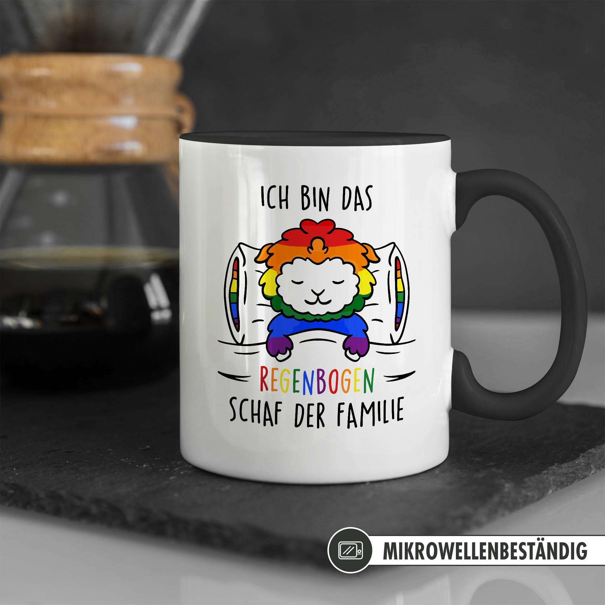 Tazza da caffè gay, con scritta in lingua inglese Yep Woke Up Gay Again, divertente regalo LGBT, 325 ml, in ceramica bianca